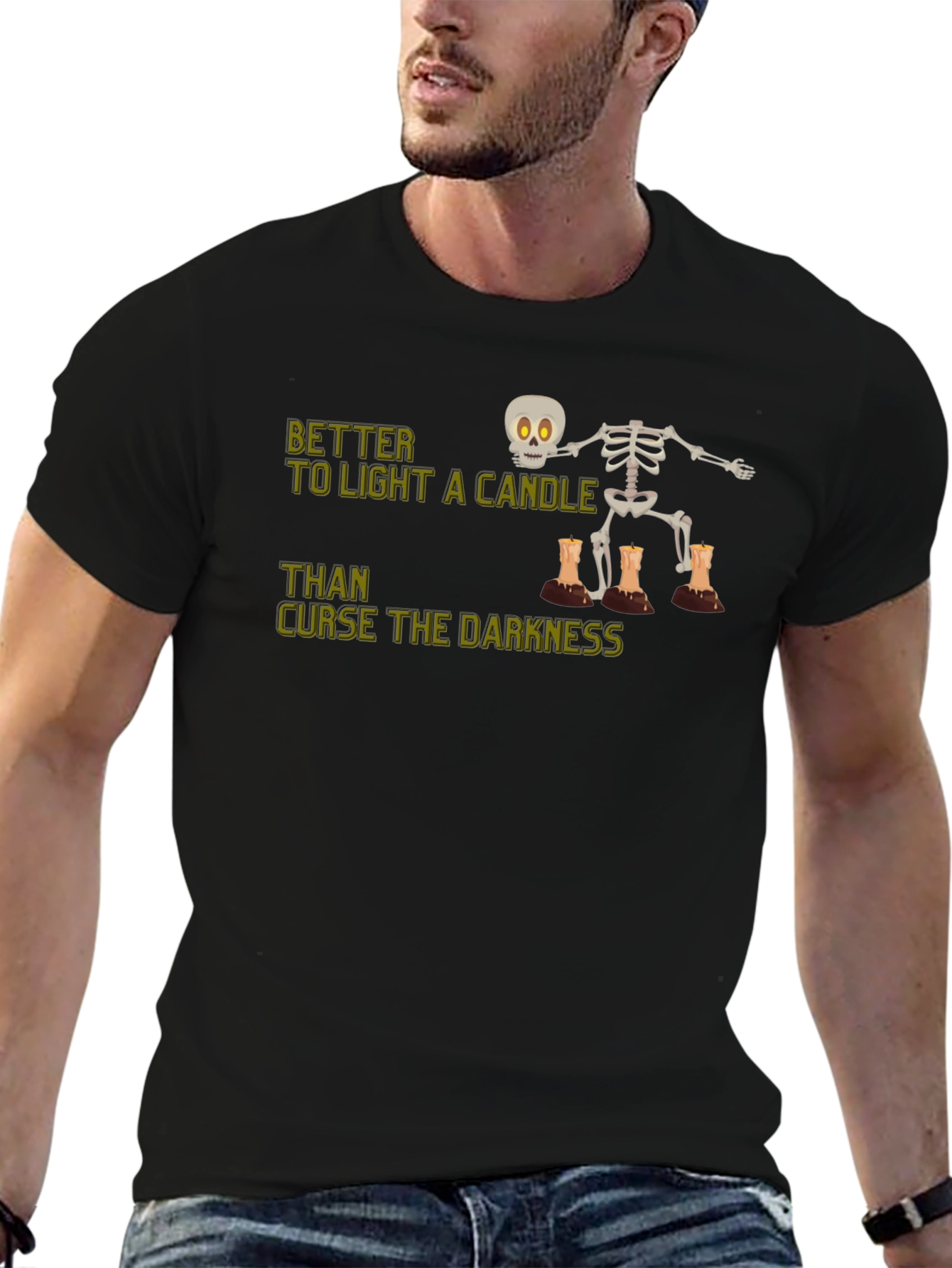 Skeleton Candle T-Shirt - Light Up the Darkness