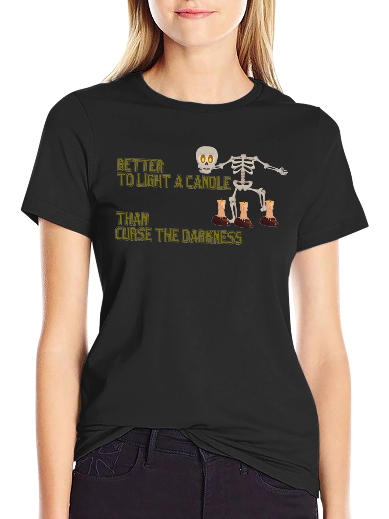 Skeleton Candle T-Shirt - Light Up the Darkness