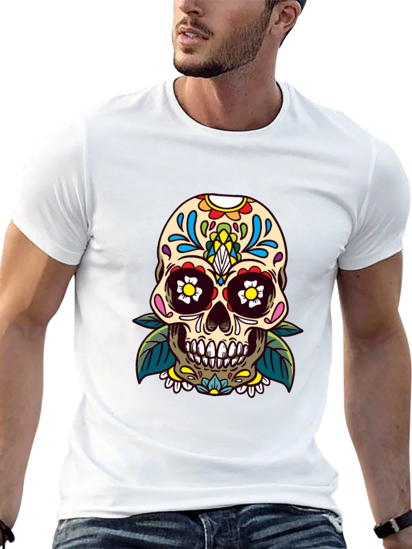 Skull Graphic Tee - Day of the Dead Style