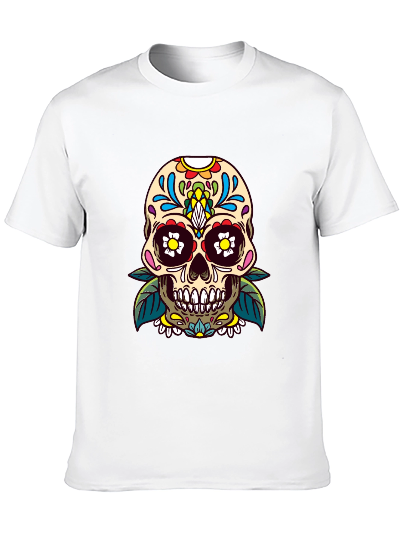 Skull Graphic Tee - Day of the Dead Style