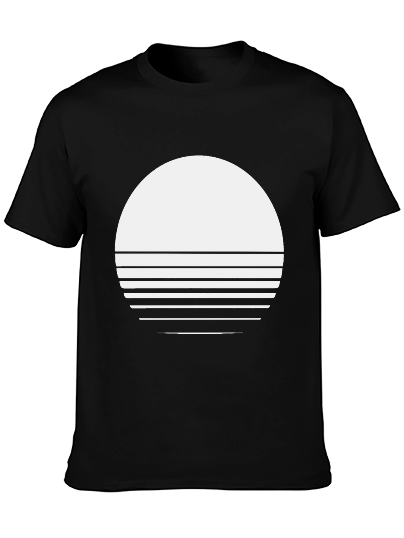 Retro Sunset Graphic Tee - Black Crew Neck