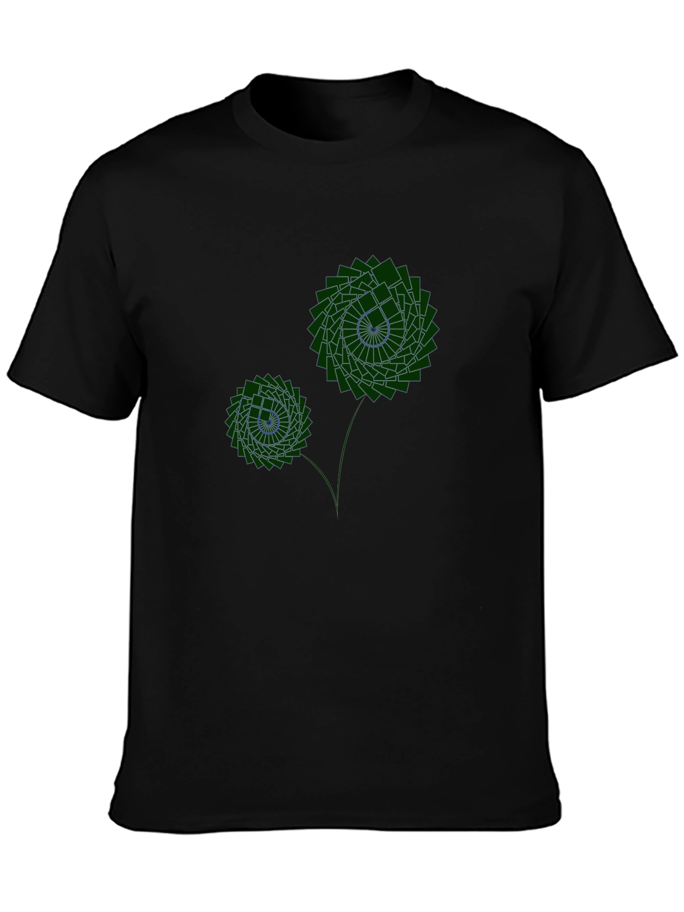 Geometric Flower Graphic Black T-Shirt