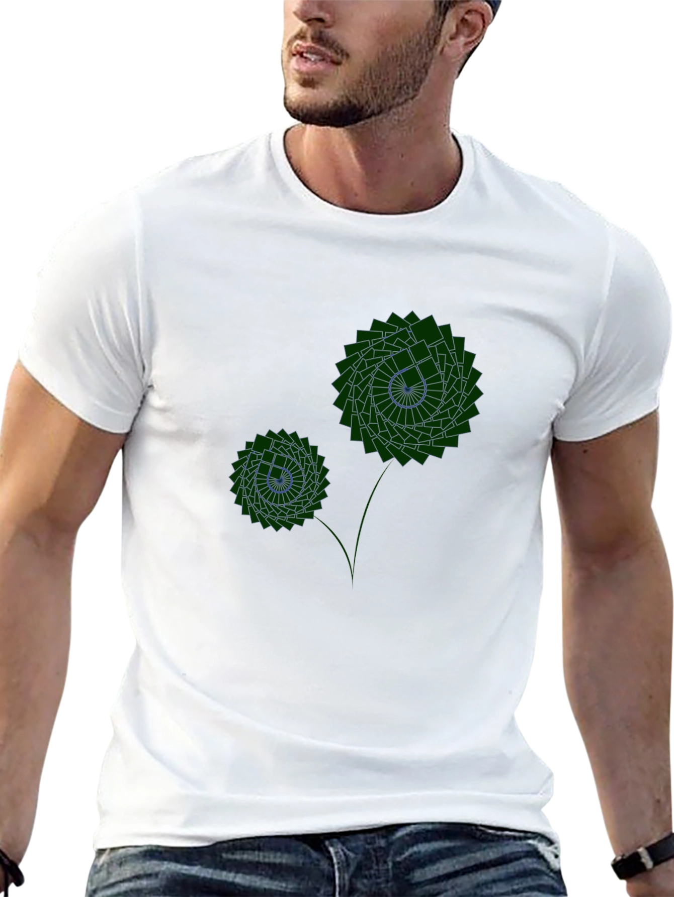 Geometric Flower Graphic Black T-Shirt