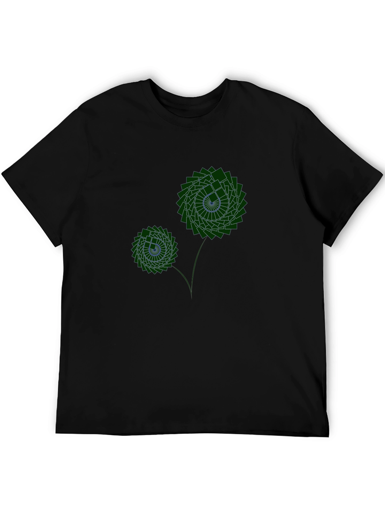 Geometric Flower Graphic Black T-Shirt
