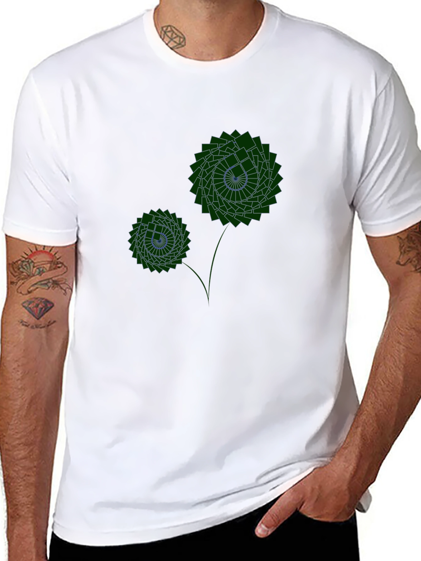 Geometric Flower Graphic Black T-Shirt