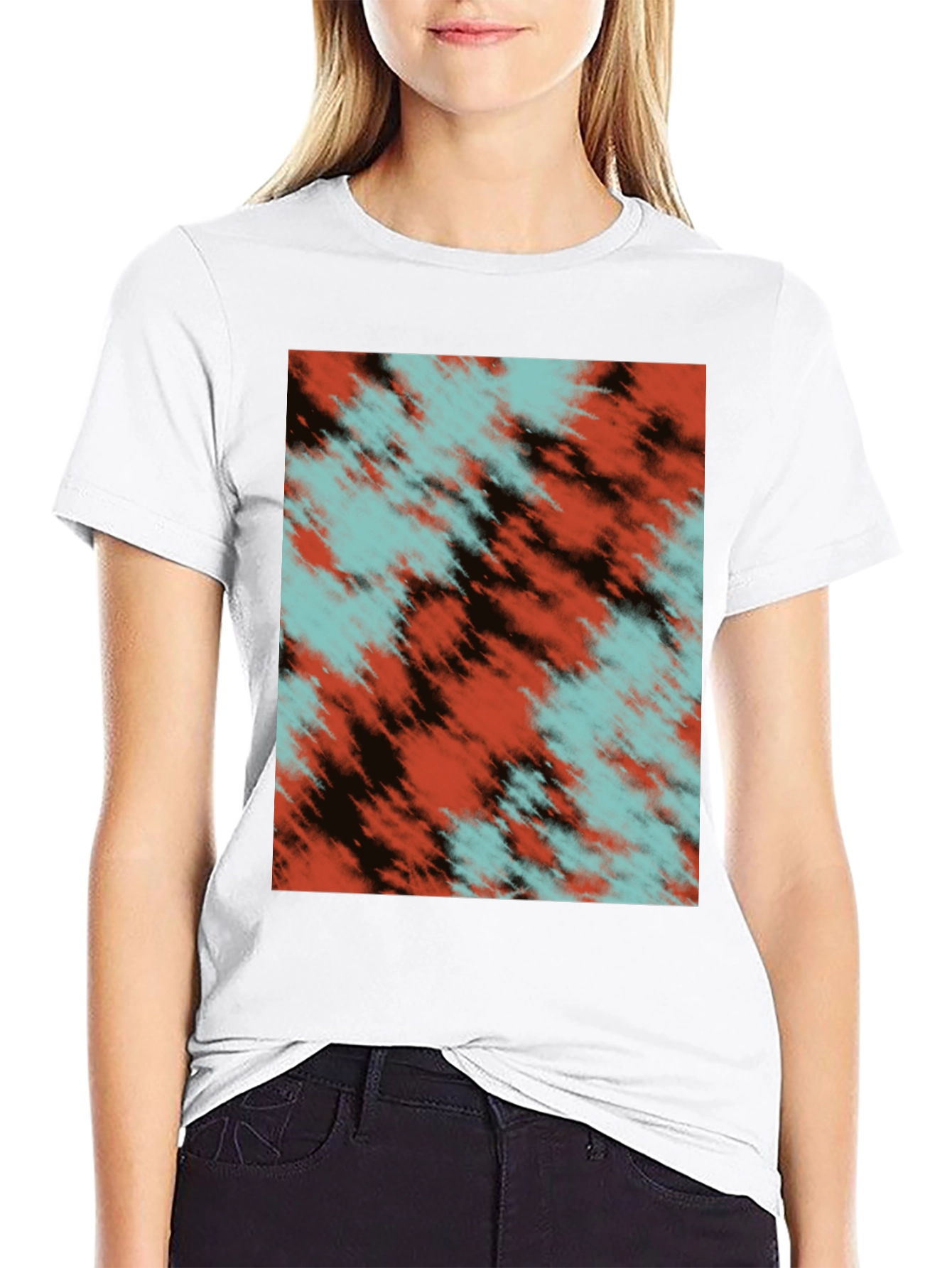 Abstract Tie-Dye Graphic Black T-Shirt