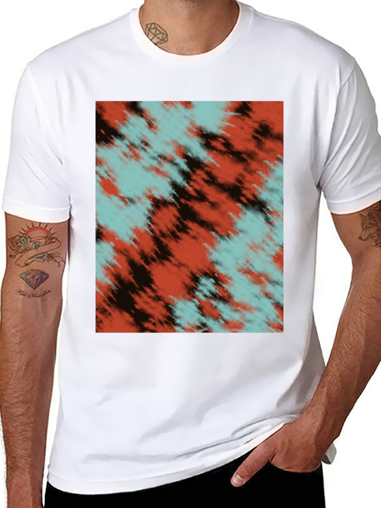Abstract Tie-Dye Graphic Black T-Shirt