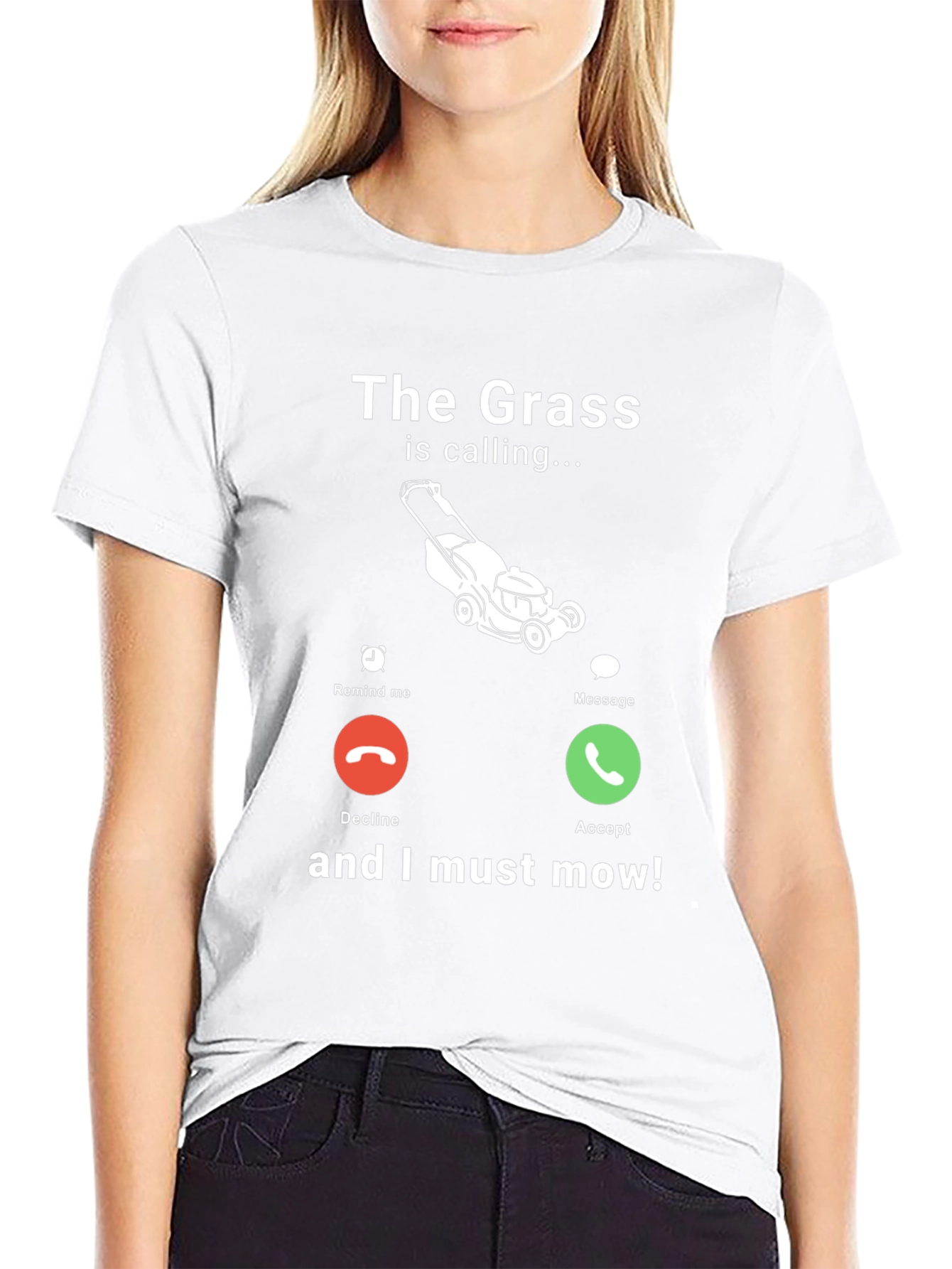 Funny Lawn Mowing T-Shirt - The Grass Is Calling