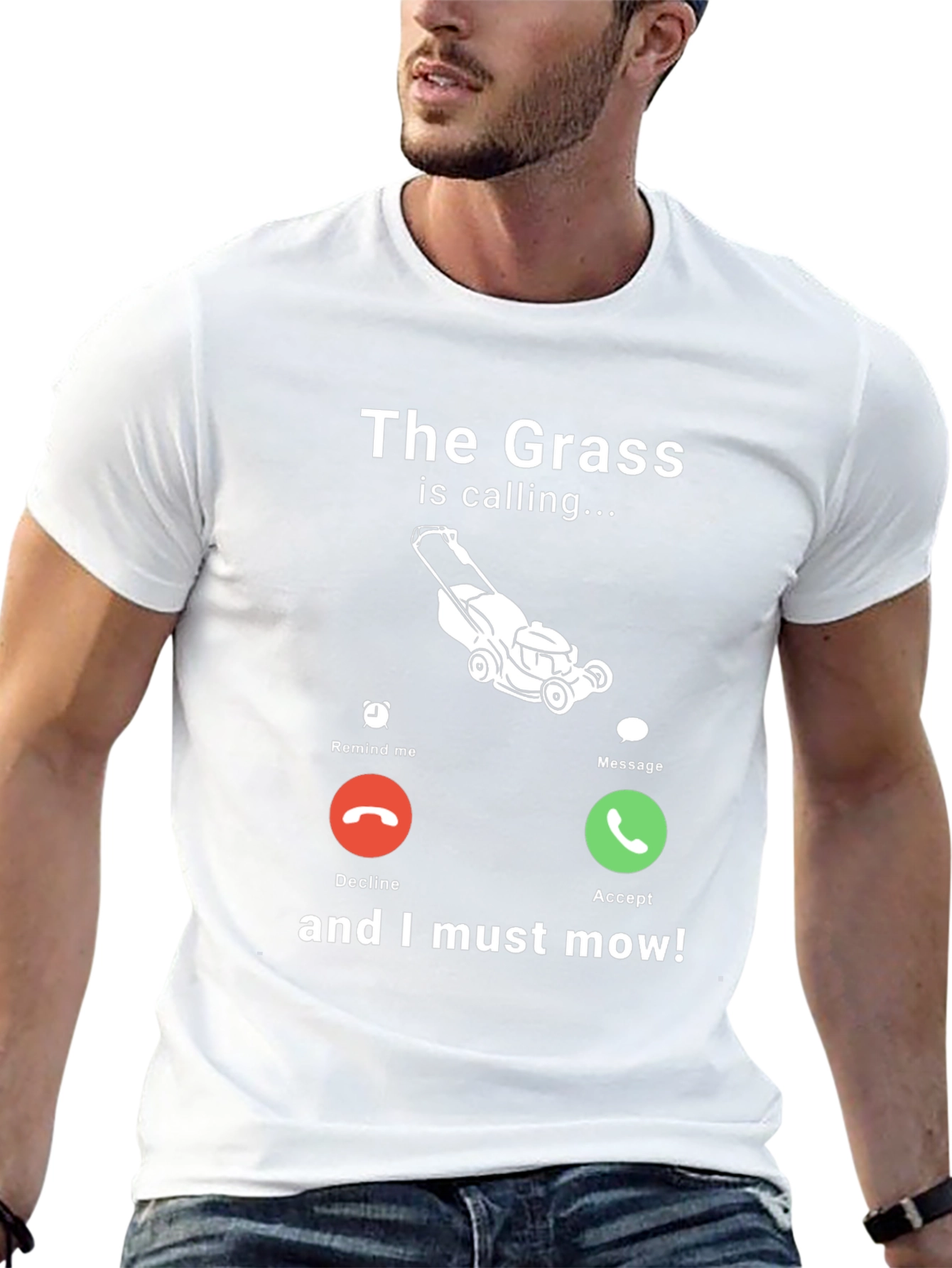 Funny Lawn Mowing T-Shirt - The Grass Is Calling