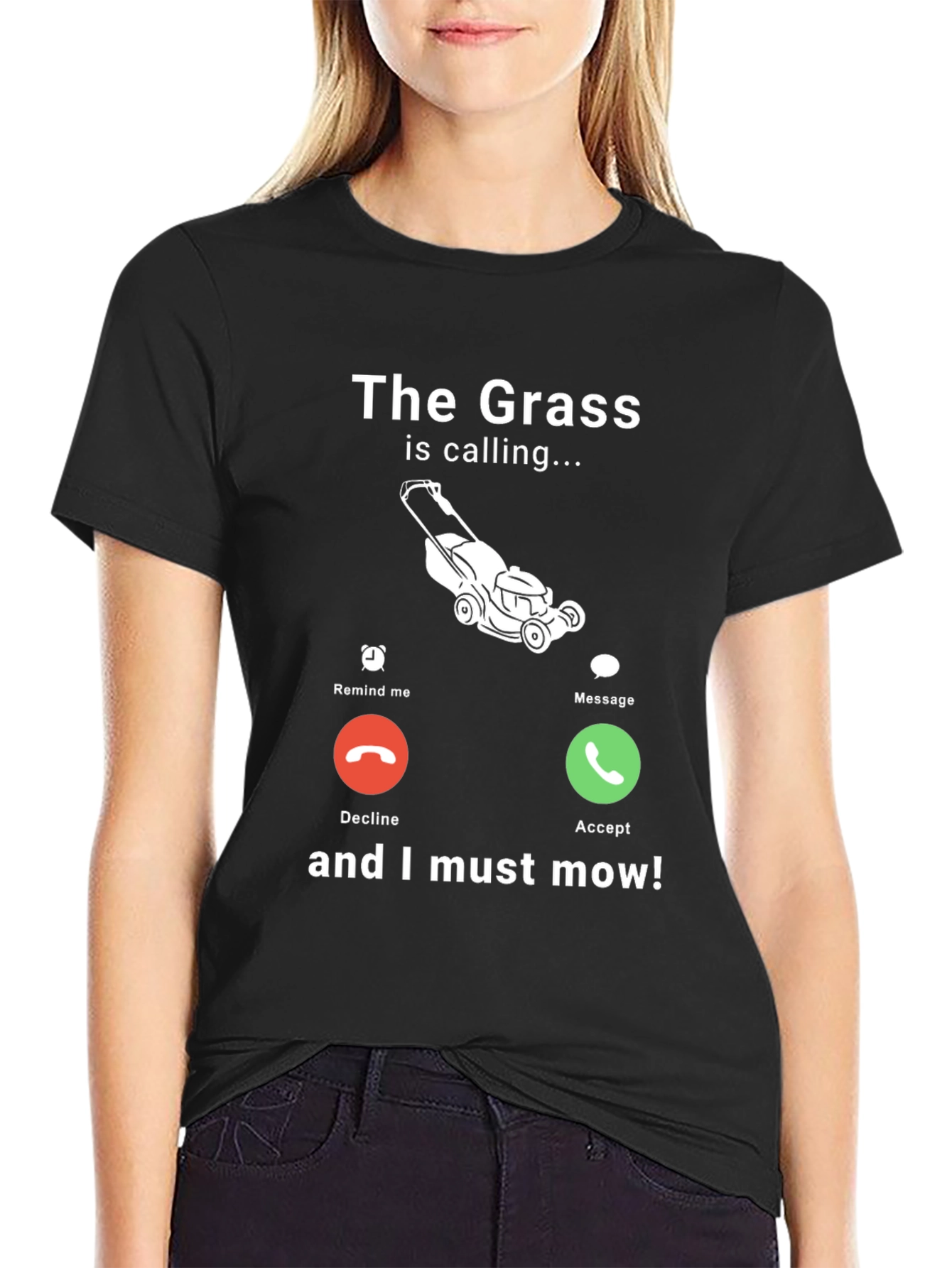 Funny Lawn Mowing T-Shirt - The Grass Is Calling