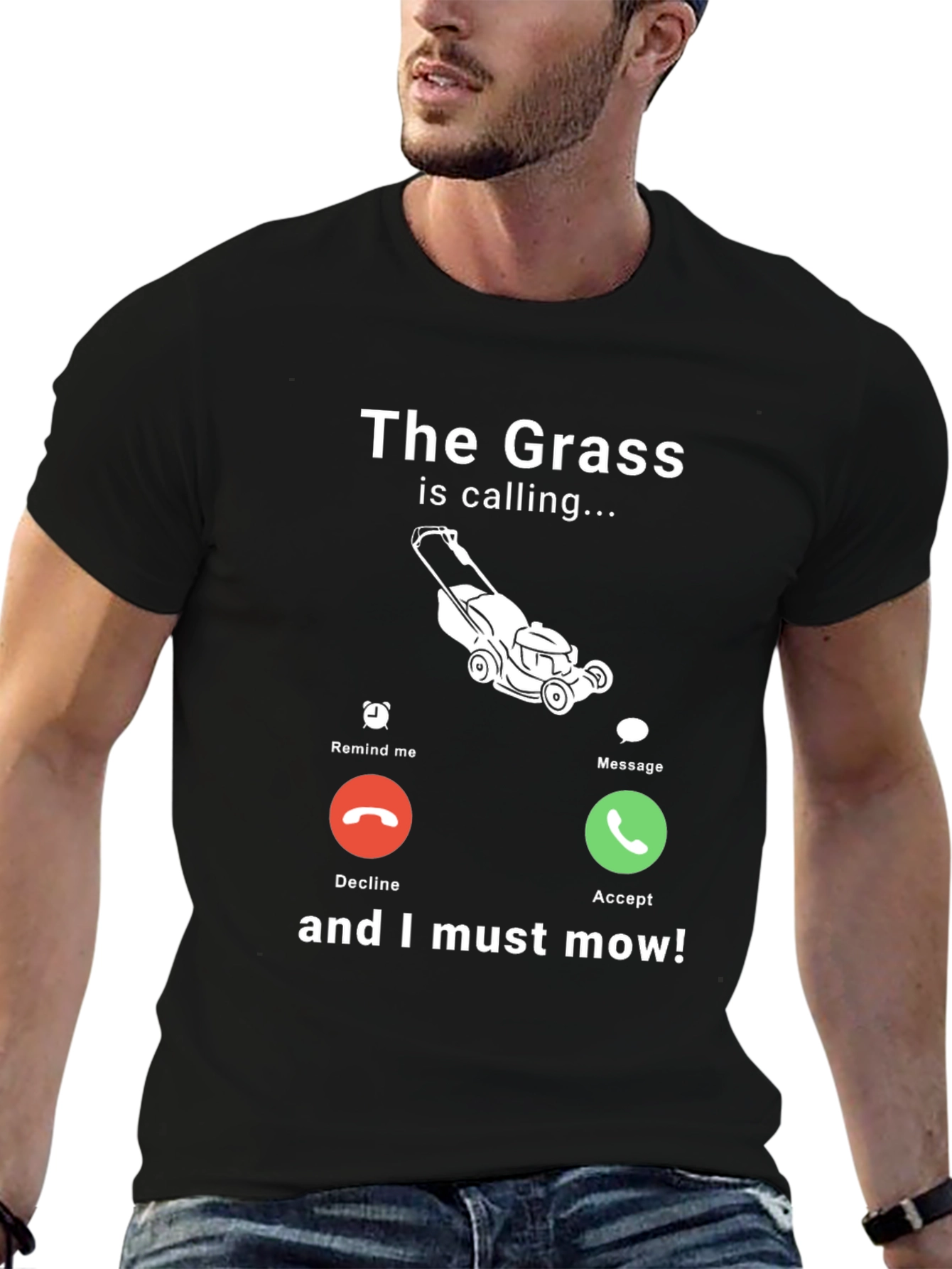 Funny Lawn Mowing T-Shirt - The Grass Is Calling