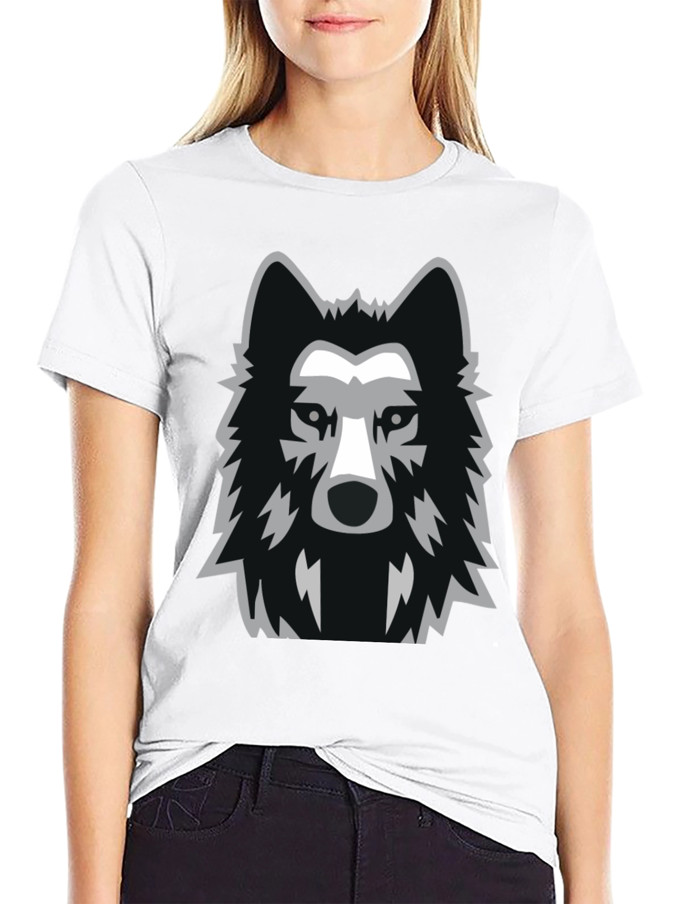 Cool Wolf Graphic Tee - Black Cotton T-Shirt