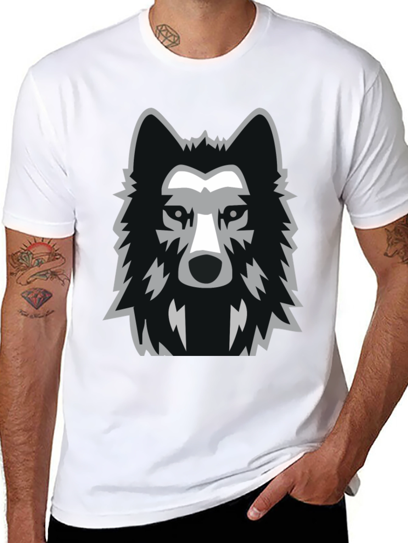 Cool Wolf Graphic Tee - Black Cotton T-Shirt