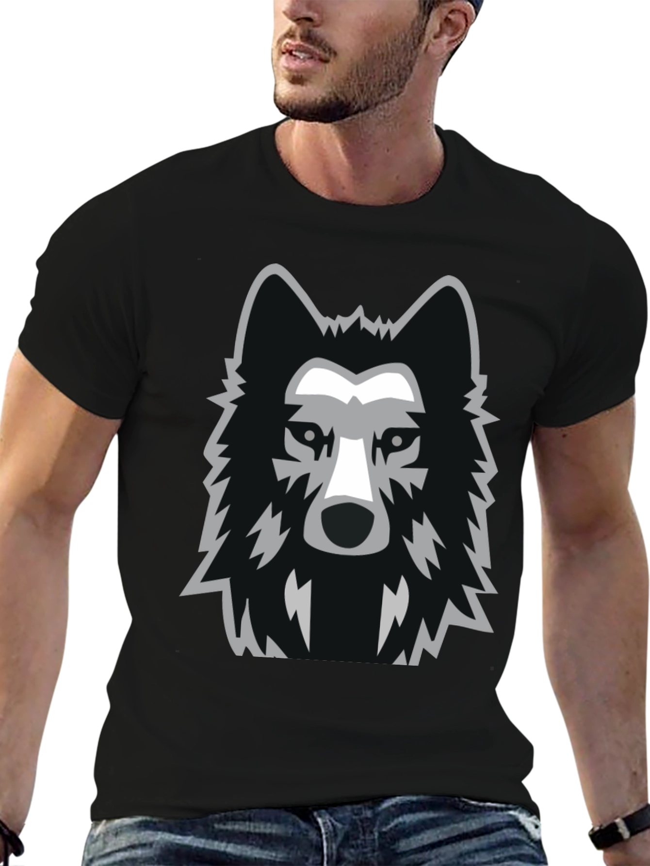 Cool Wolf Graphic Tee - Black Cotton T-Shirt