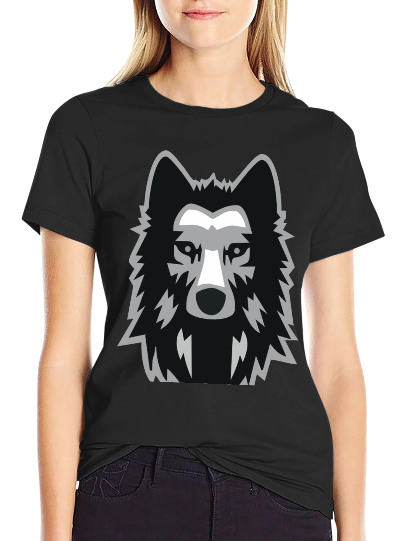 Cool Wolf Graphic Tee - Black Cotton T-Shirt