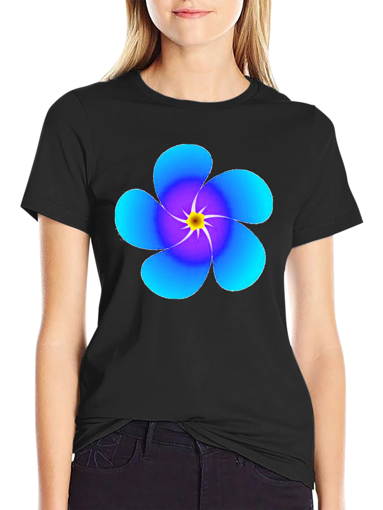 Floral Print Black T-Shirt - Modern Style
