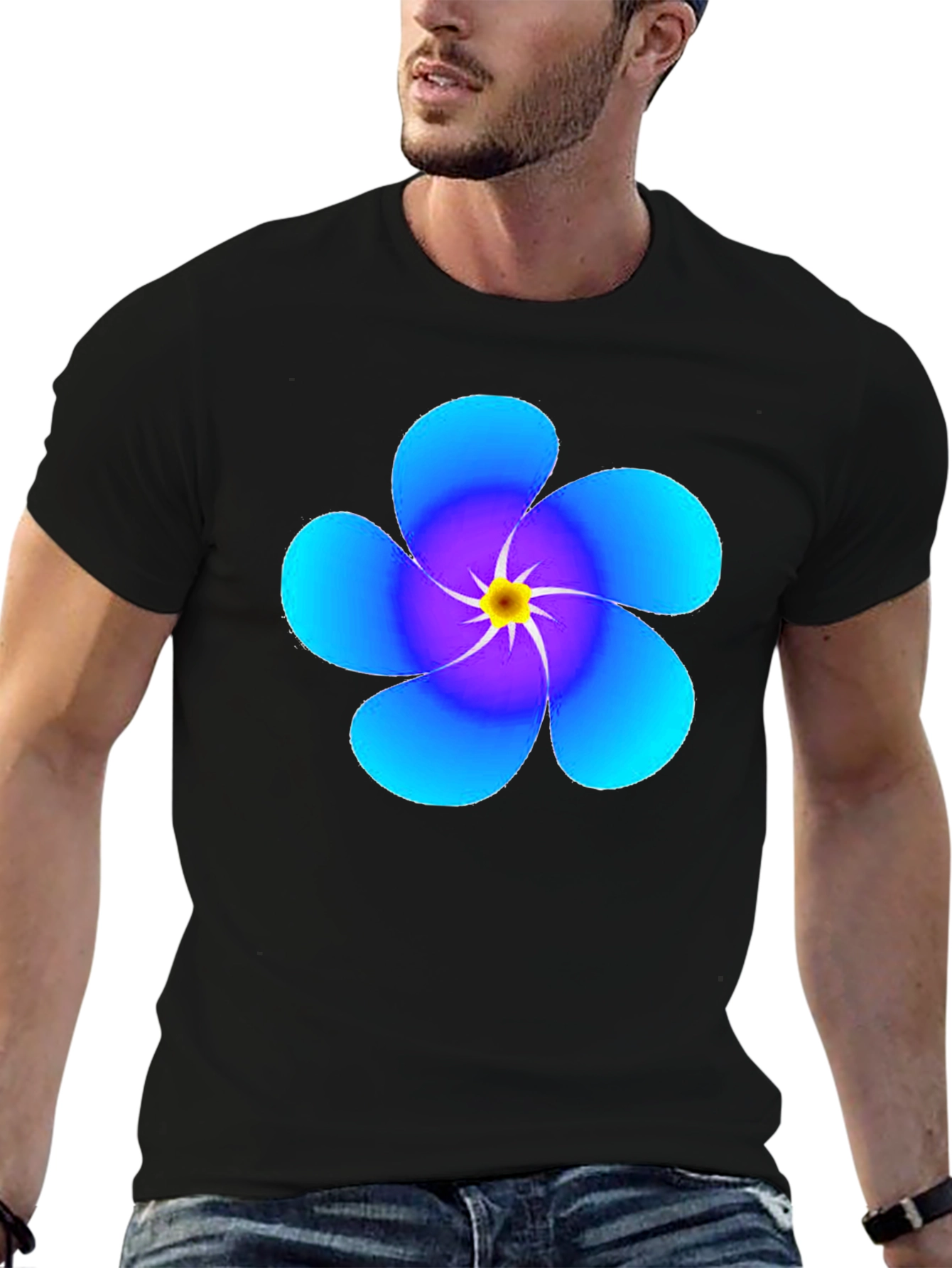 Floral Print Black T-Shirt - Modern Style
