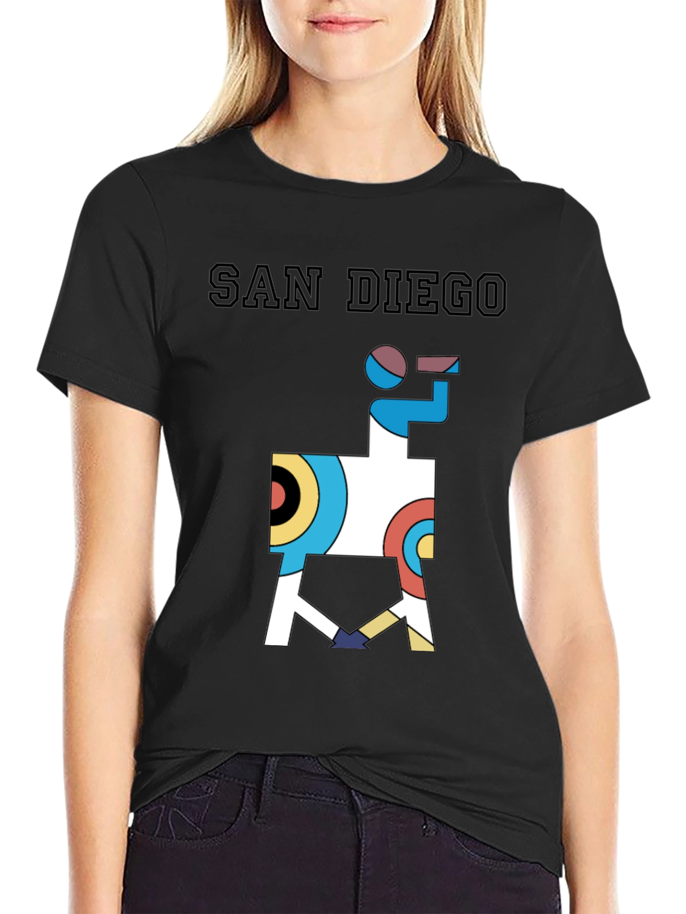 San Diego Graphic Tee - Abstract Geometric Llama Shirt