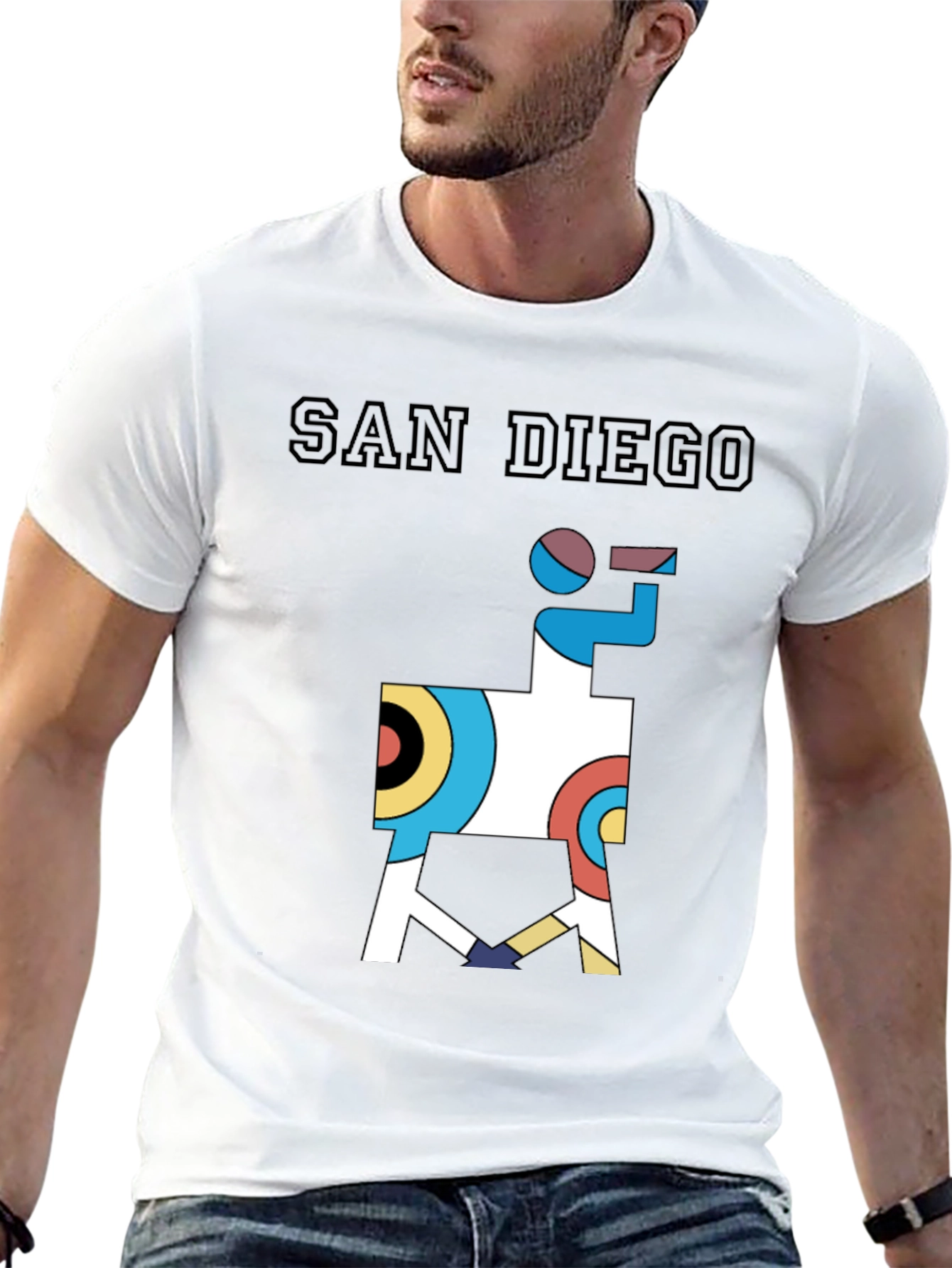 San Diego Graphic Tee - Abstract Geometric Llama Shirt