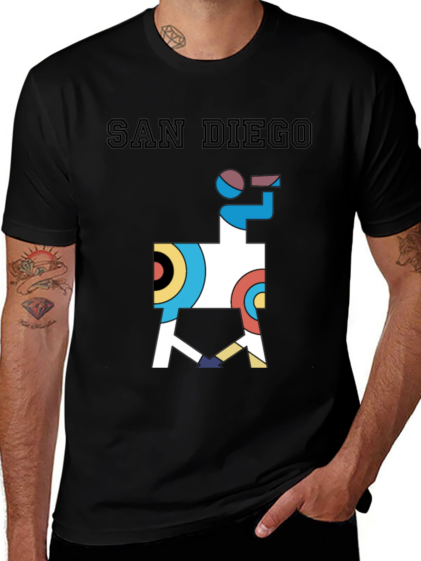 San Diego Graphic Tee - Abstract Geometric Llama Shirt