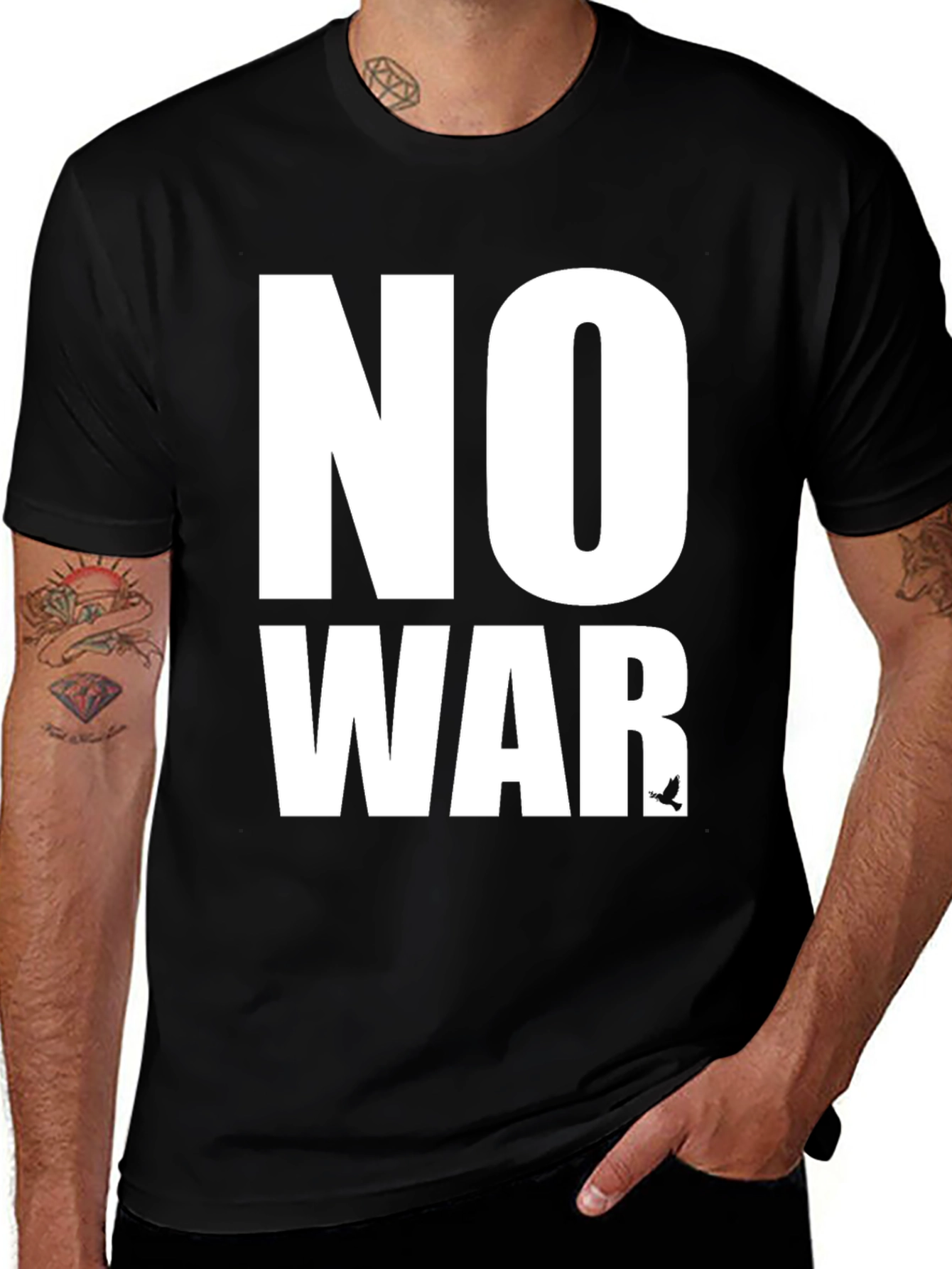 No War Graphic T-Shirt - Peace Dove - Black