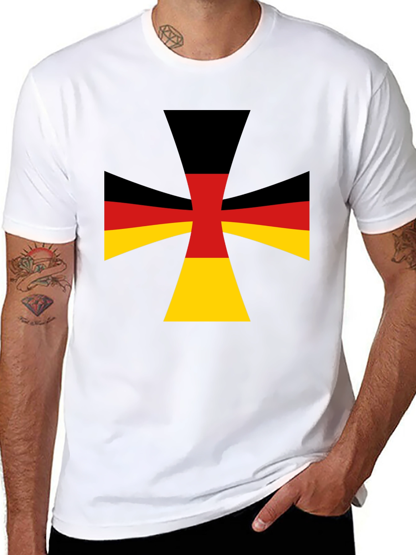 German Flag Cross Black T-Shirt