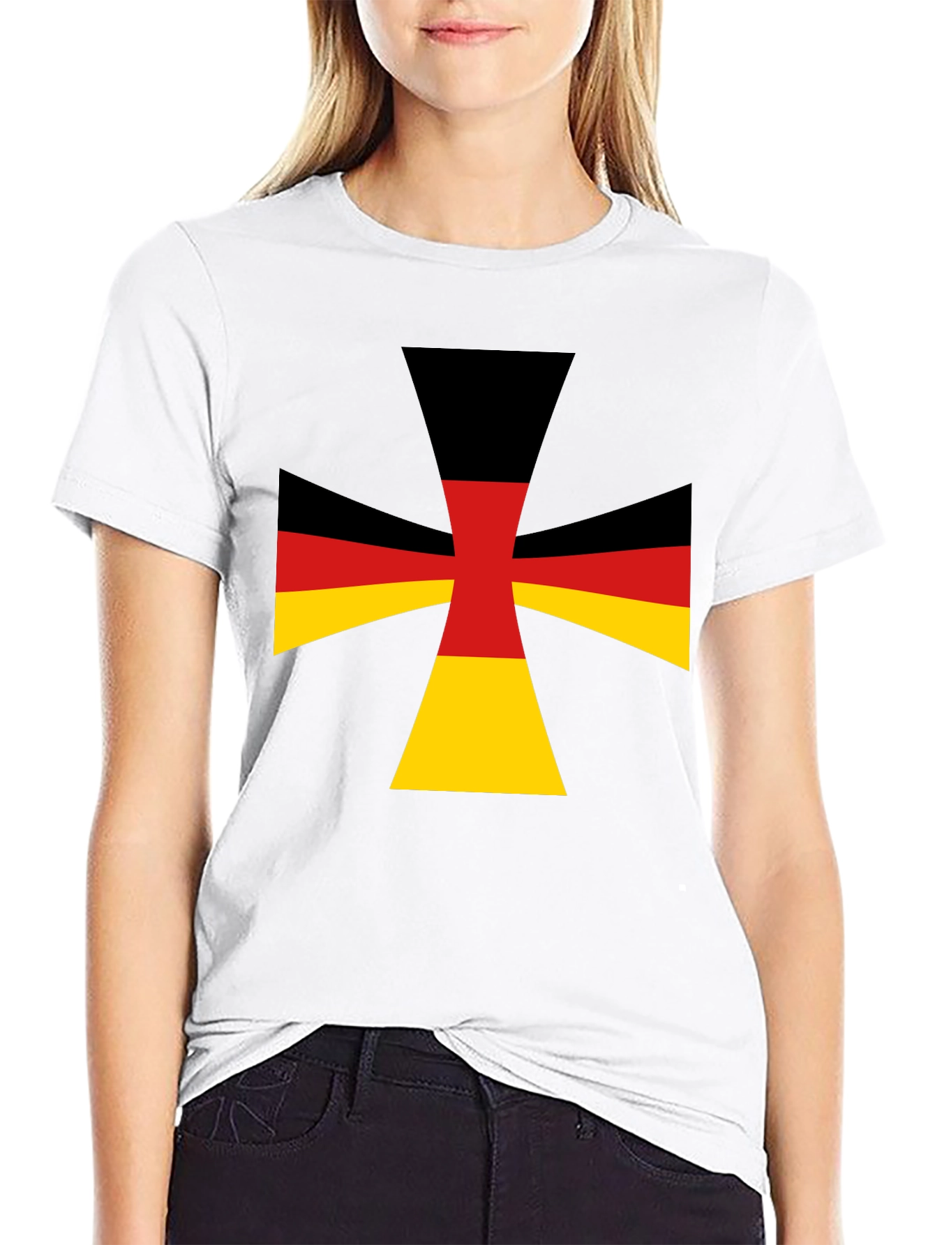 German Flag Cross Black T-Shirt