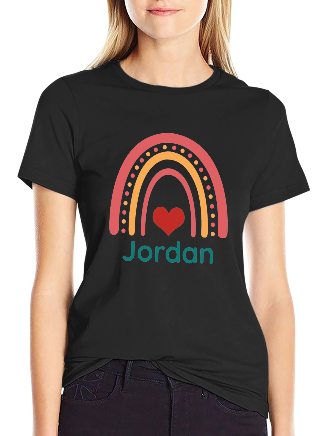 Jordan Rainbow Heart Graphic T-Shirt - Black