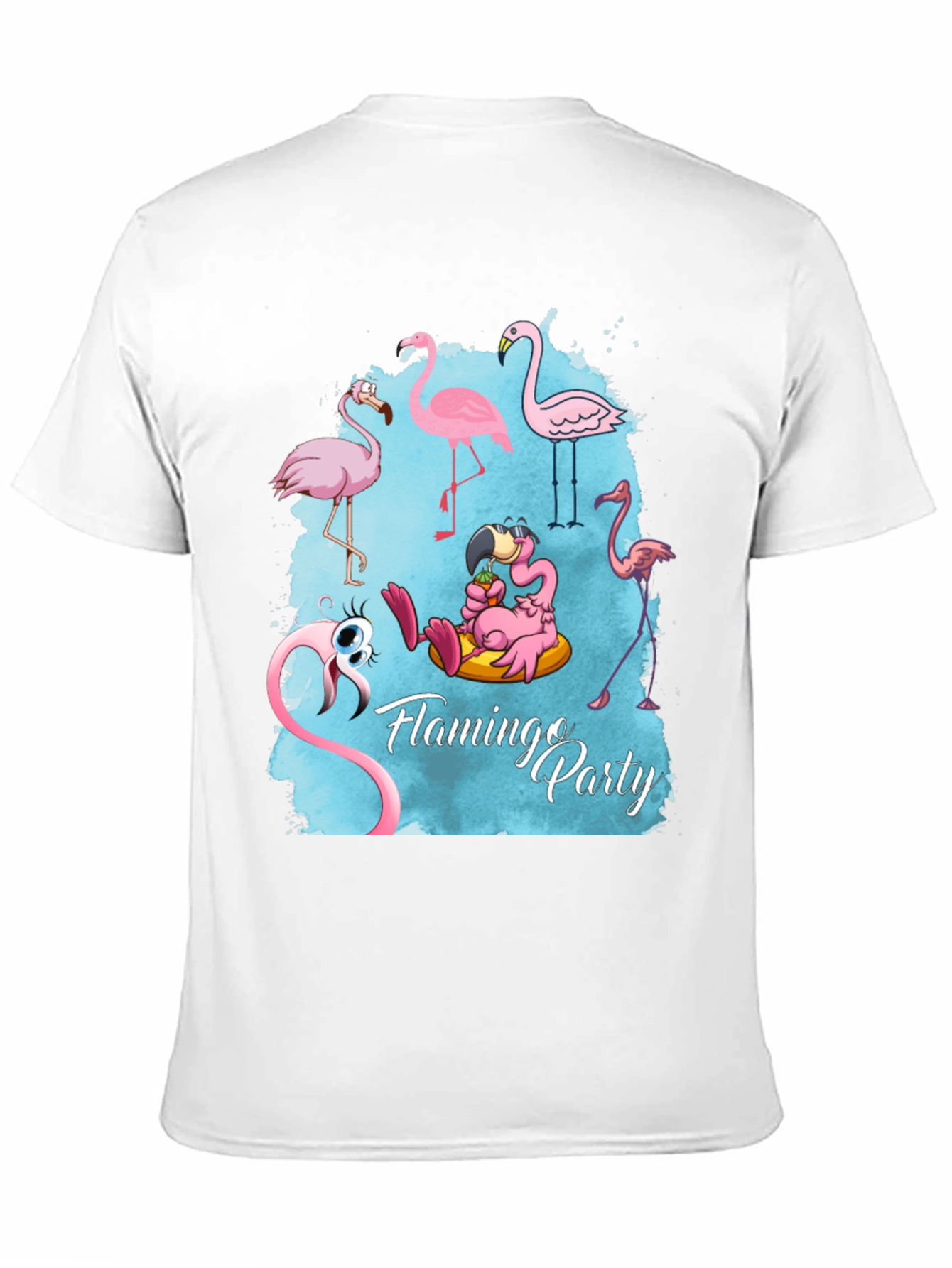 Flamingo Party Graphic Tee - Mens Black T-Shirt