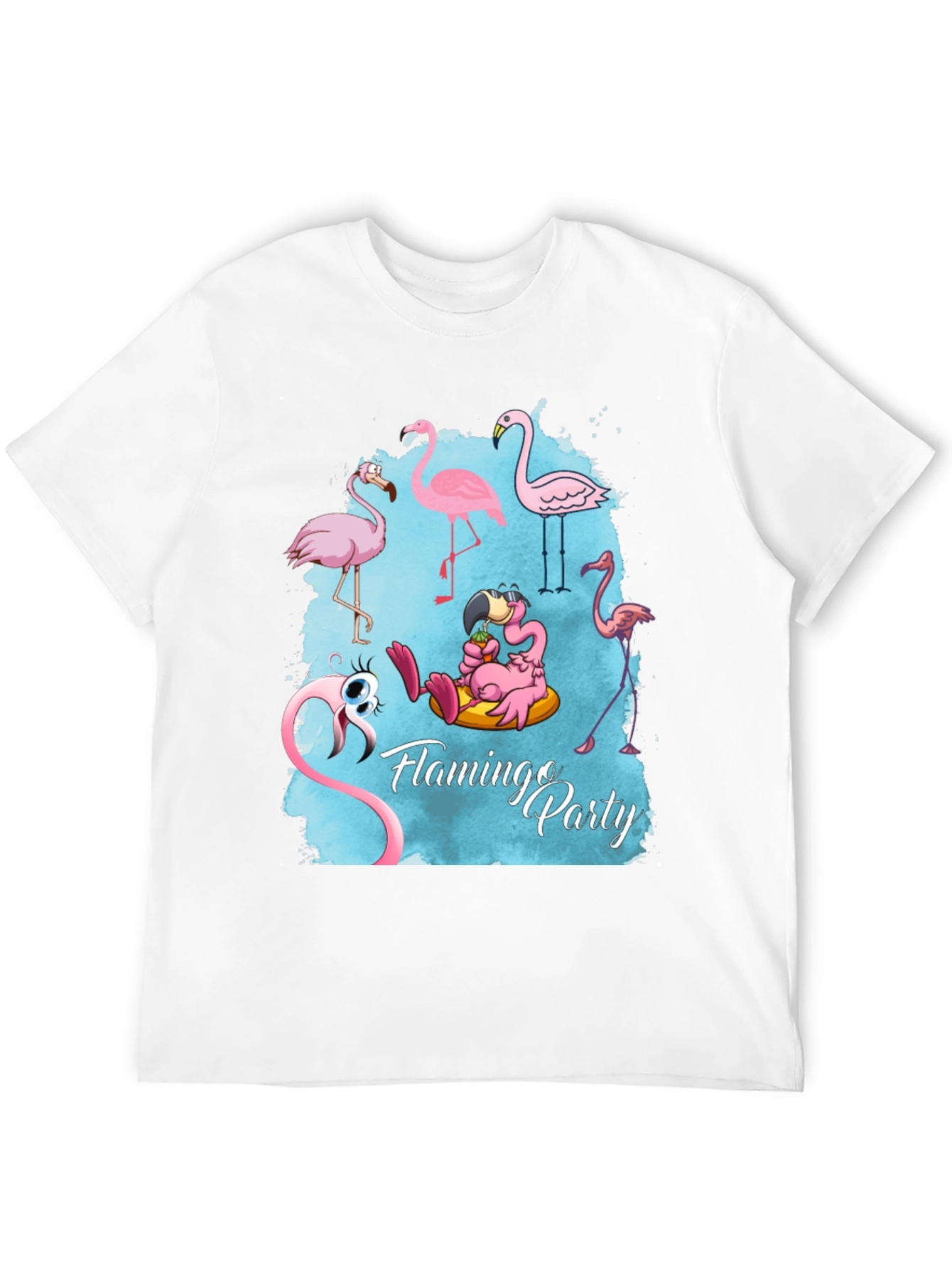 Flamingo Party Graphic Tee - Mens Black T-Shirt
