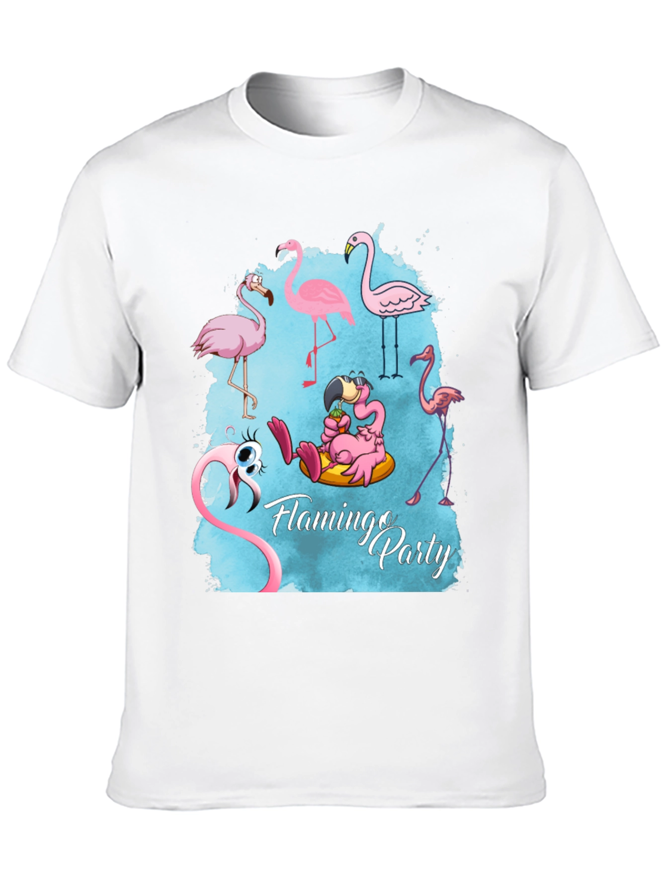 Flamingo Party Graphic Tee - Mens Black T-Shirt