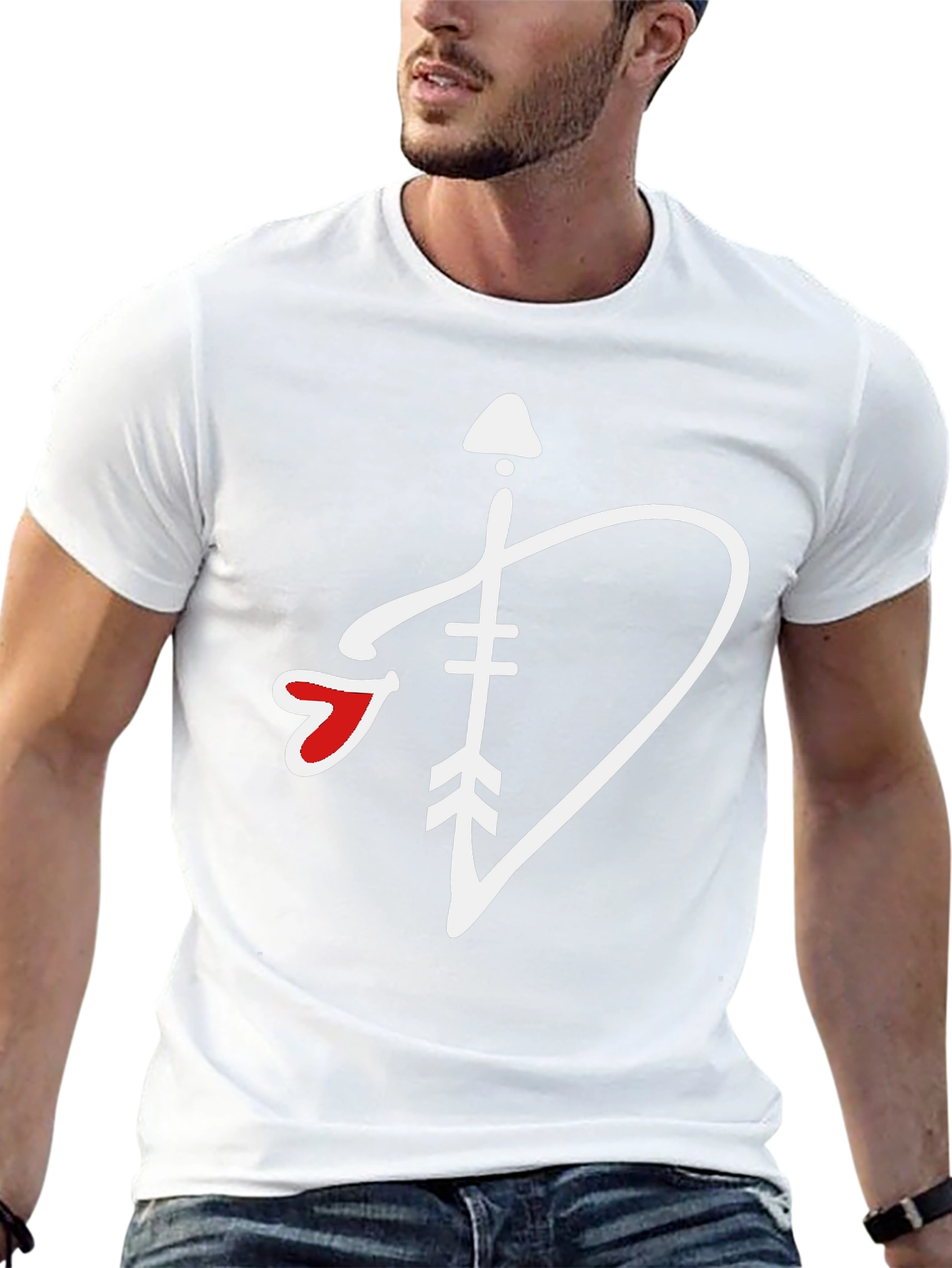Arrow Heart Graphic Tee - Black Cotton T-Shirt