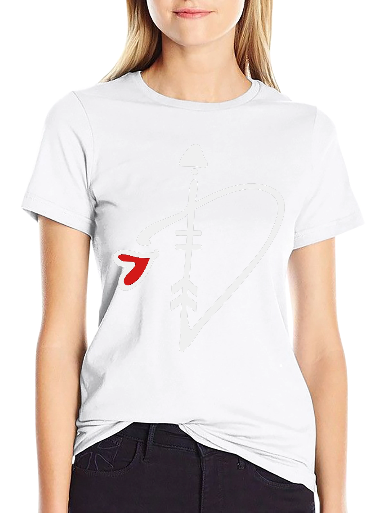 Arrow Heart Graphic Tee - Black Cotton T-Shirt