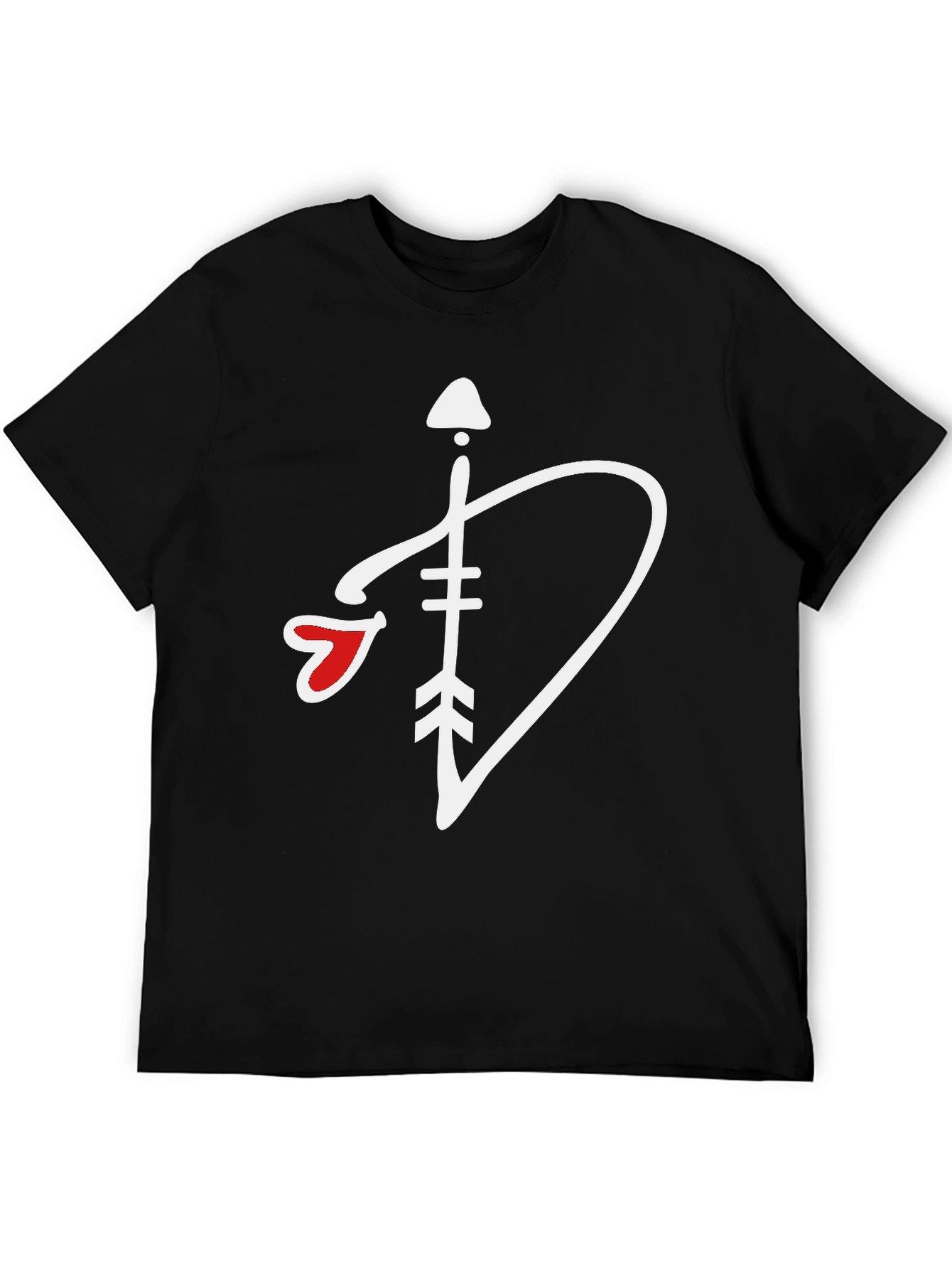 Arrow Heart Graphic Tee - Black Cotton T-Shirt