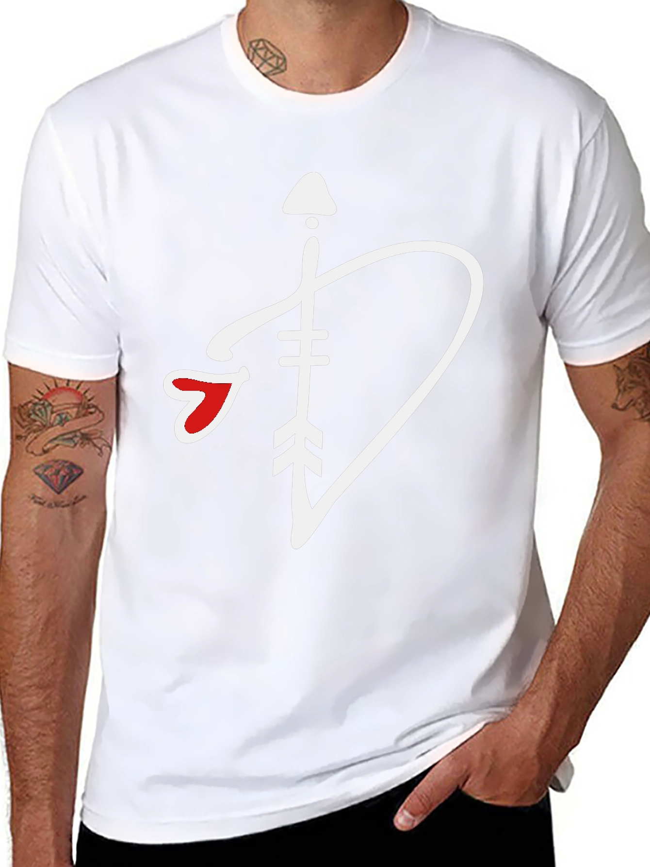 Arrow Heart Graphic Tee - Black Cotton T-Shirt
