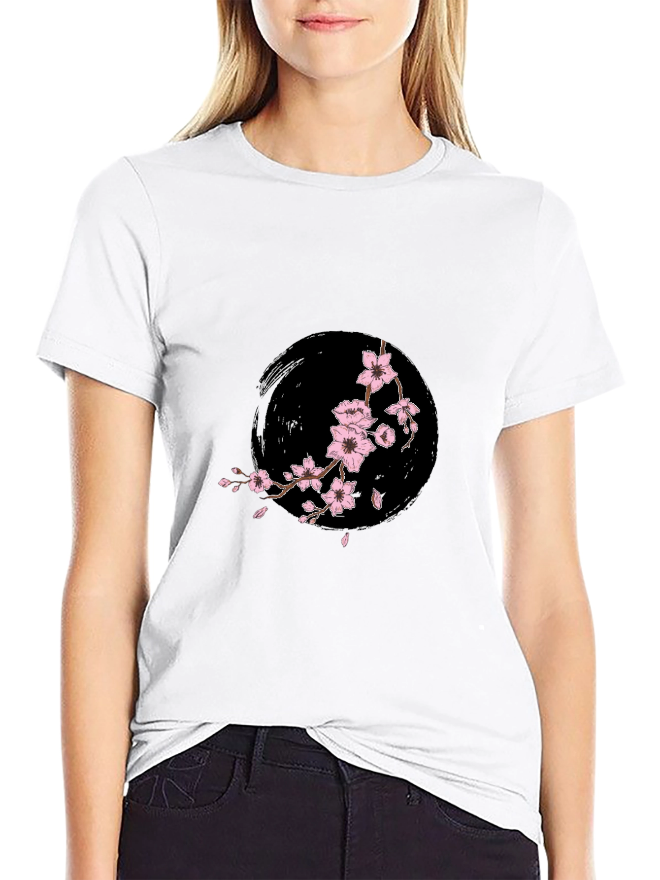 Black Cherry Blossom Graphic T-Shirt