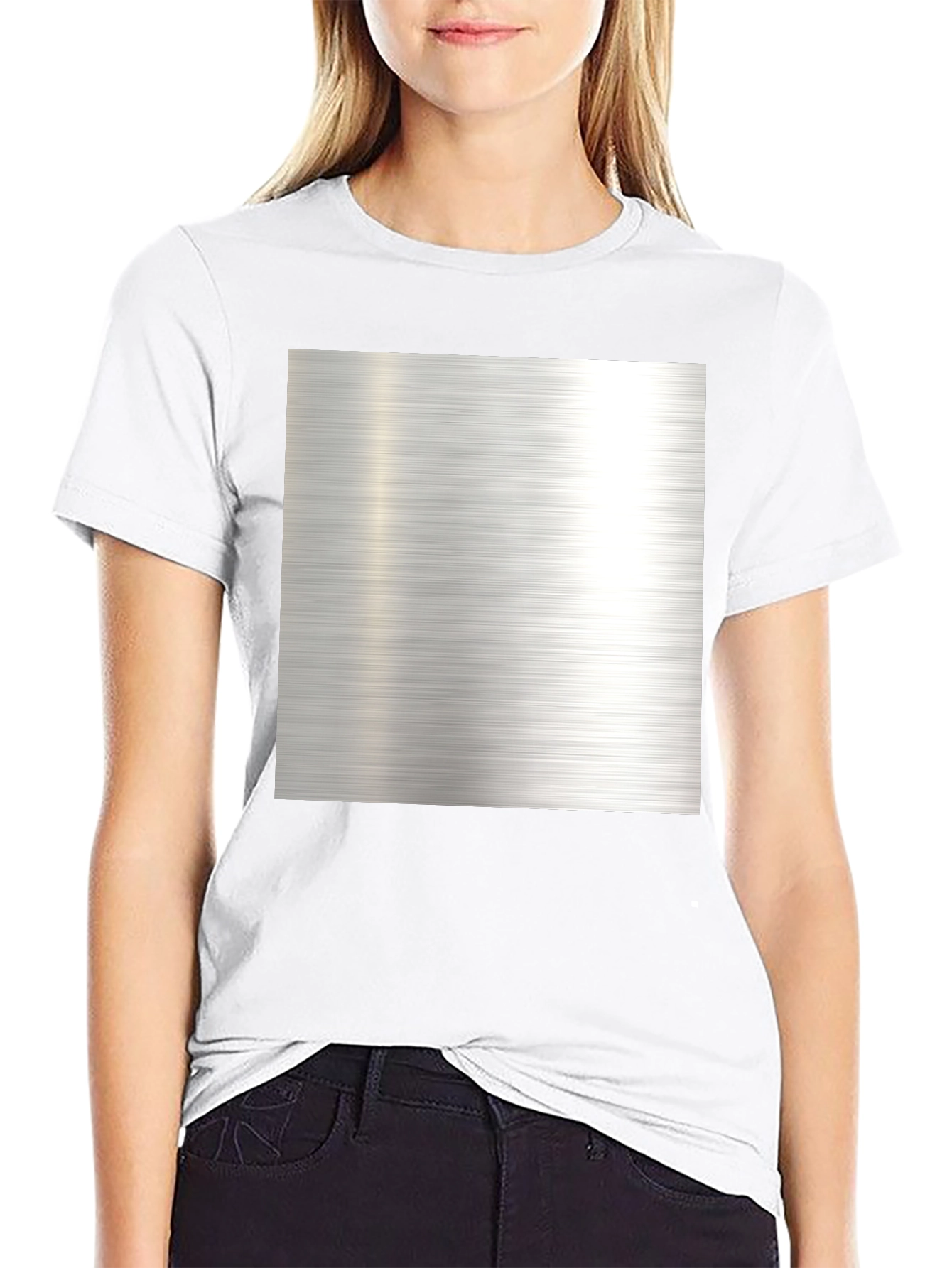 Metal Texture Print Black T-Shirt