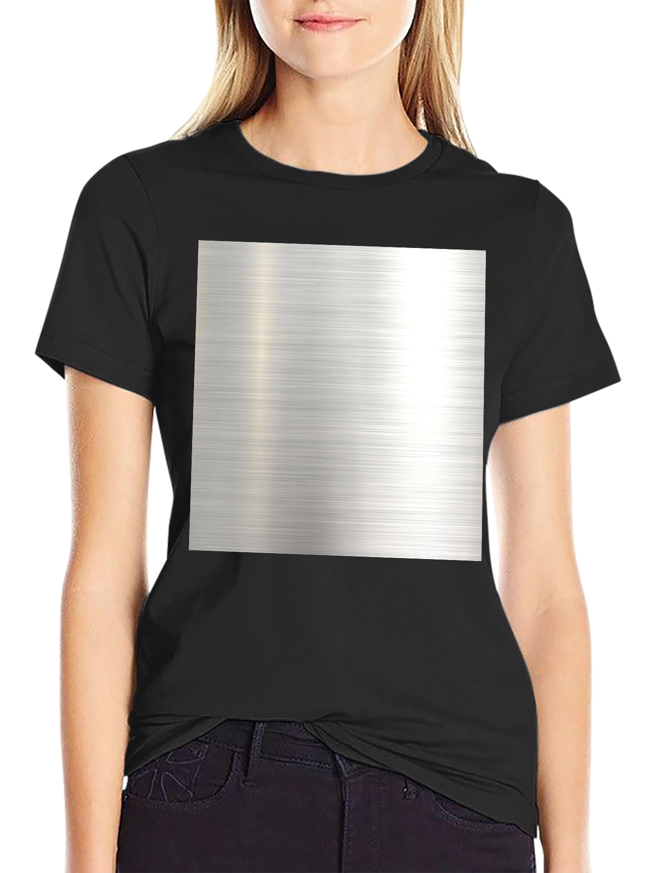 Metal Texture Print Black T-Shirt