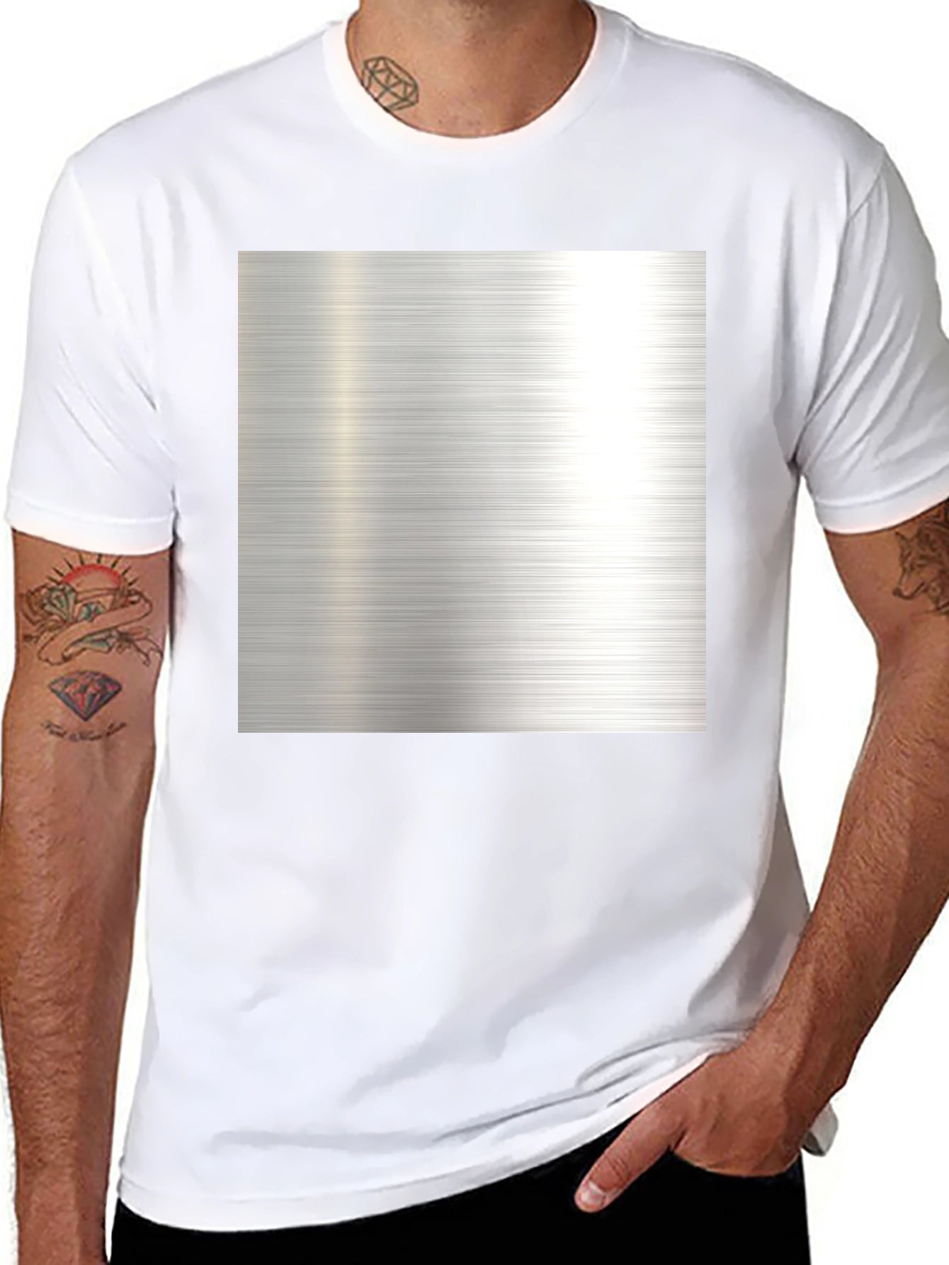 Metal Texture Print Black T-Shirt