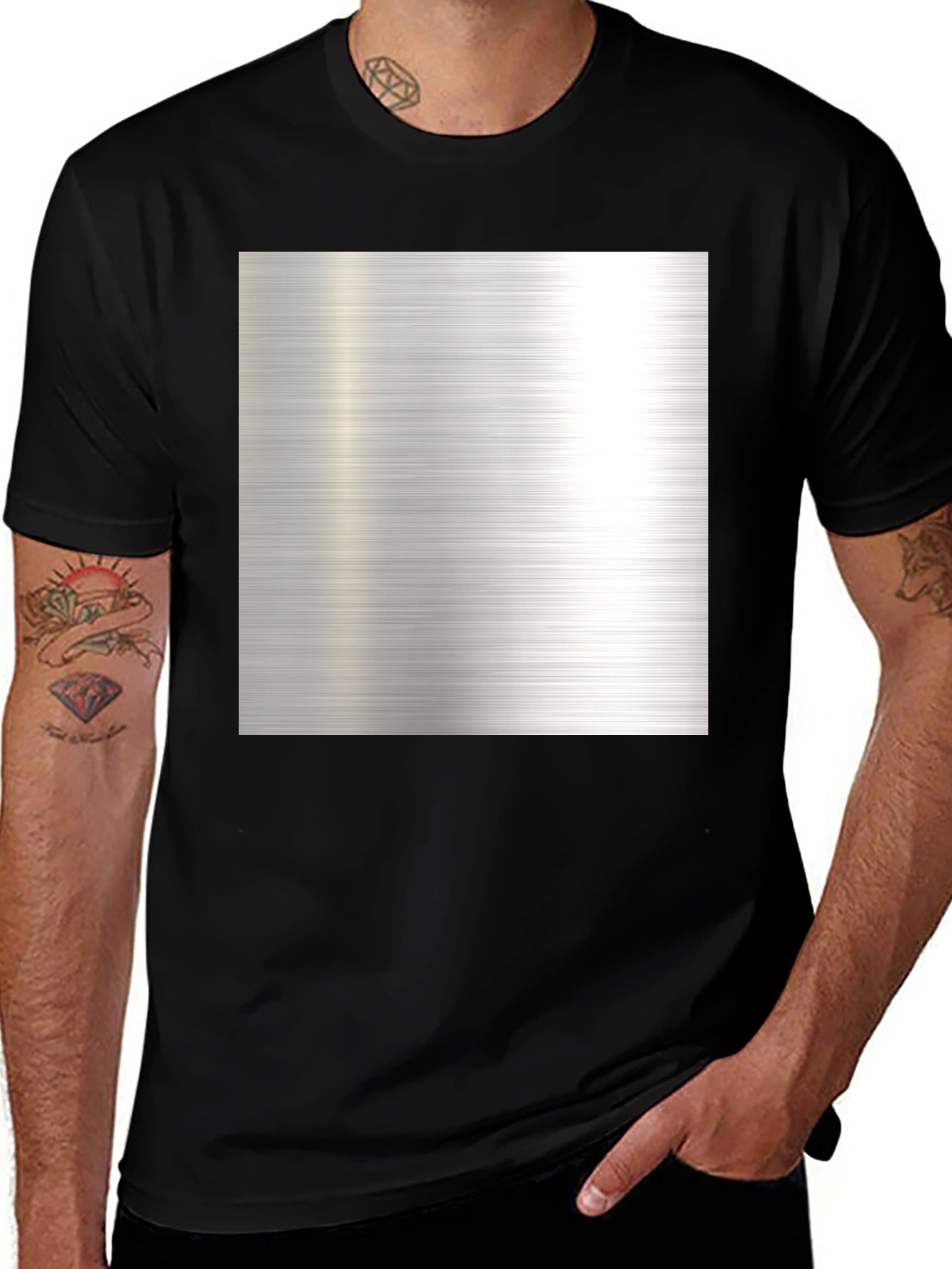 Metal Texture Print Black T-Shirt