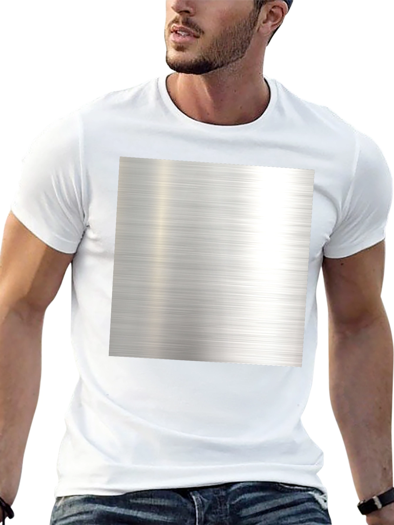 Metal Texture Print Black T-Shirt