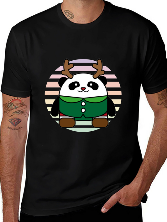 Cute Panda Reindeer Graphic Tee