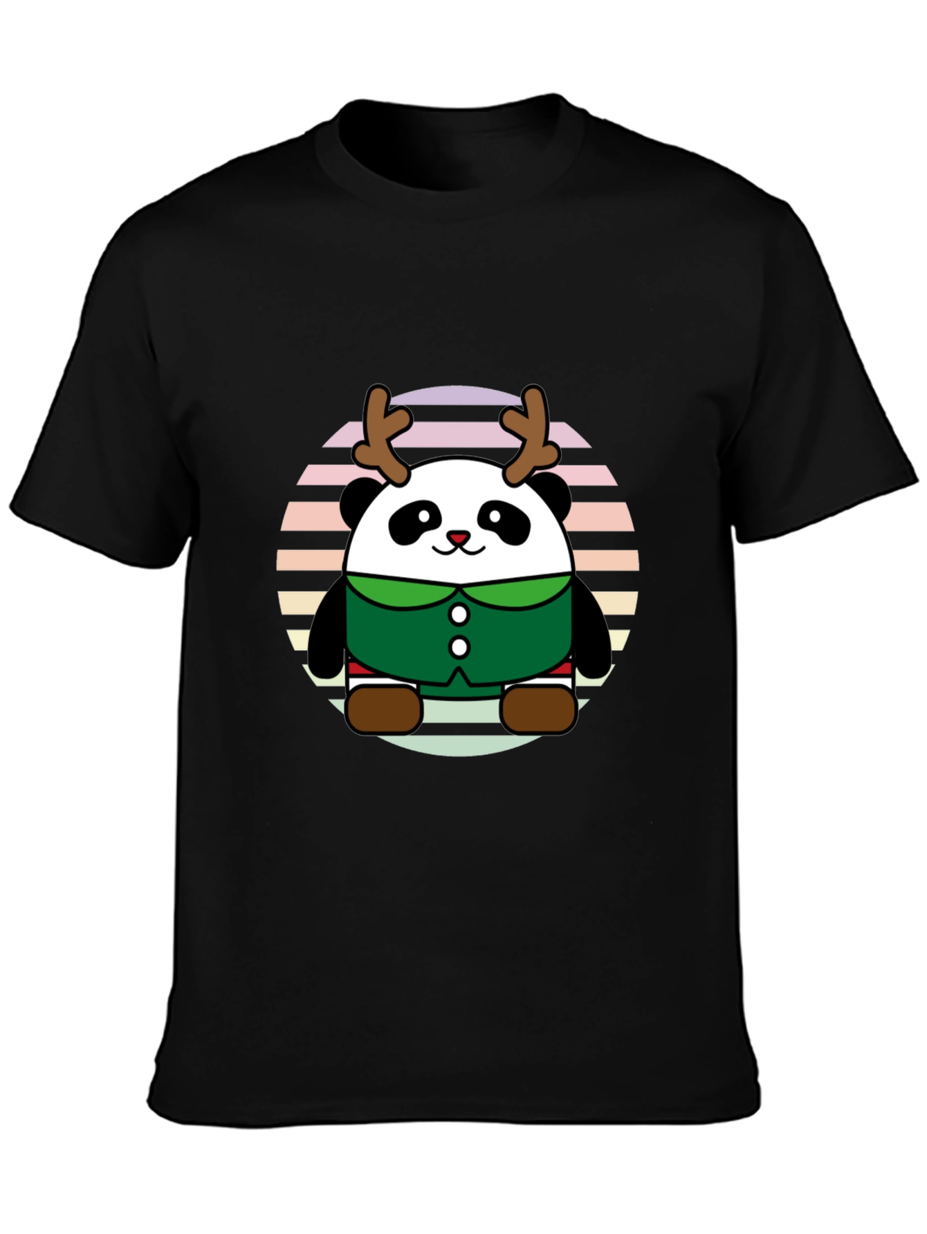 Cute Panda Reindeer Graphic Tee