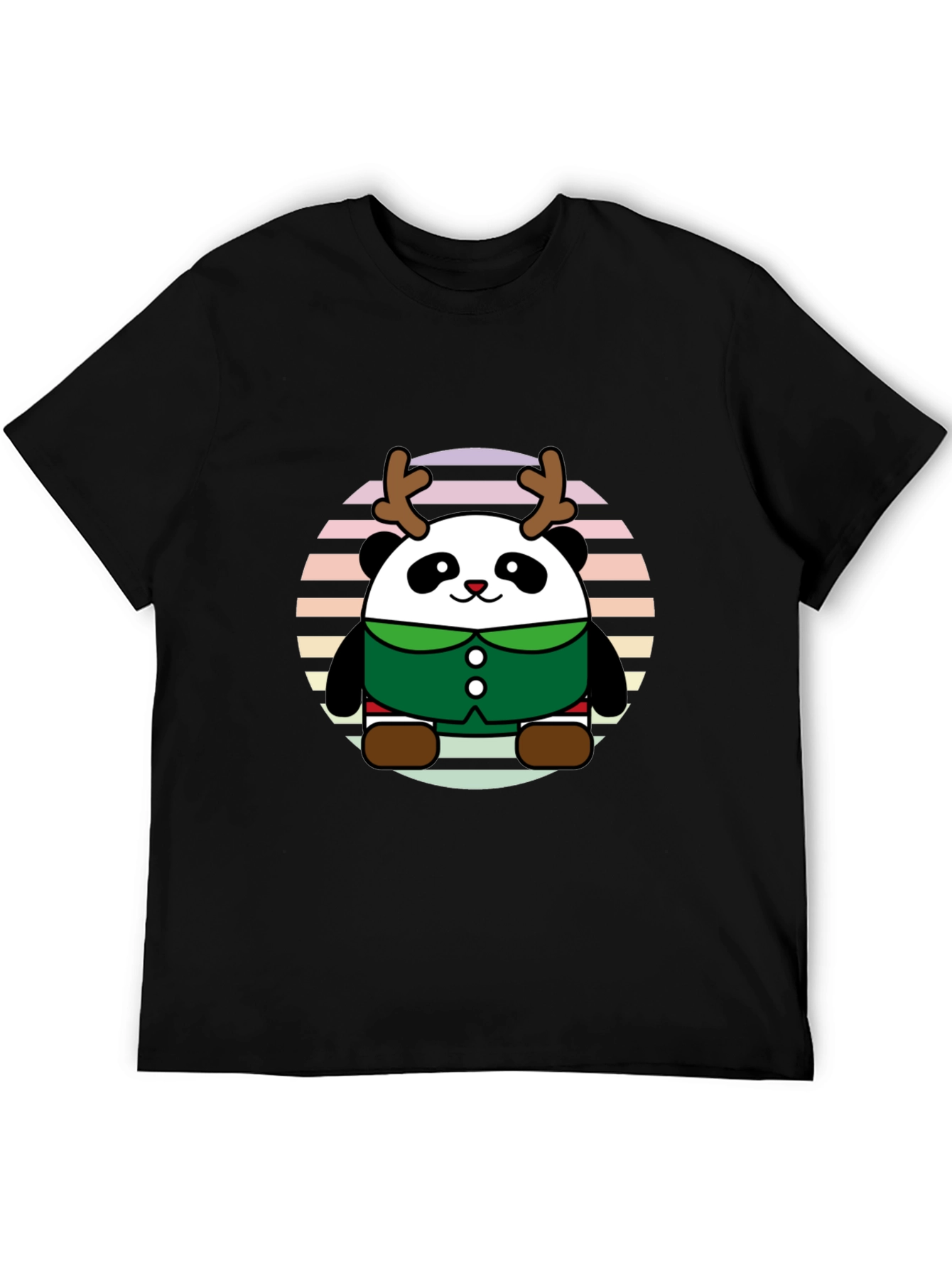 Cute Panda Reindeer Graphic Tee