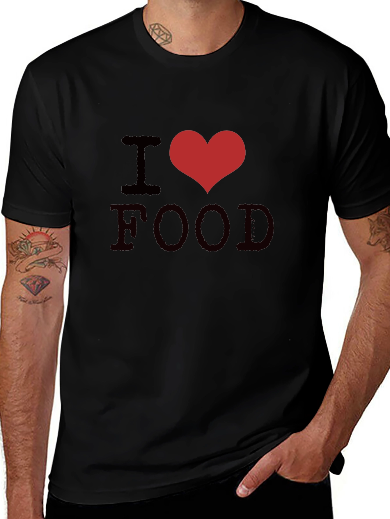 I Heart Food Graphic Tee - Unisex Black T-Shirt