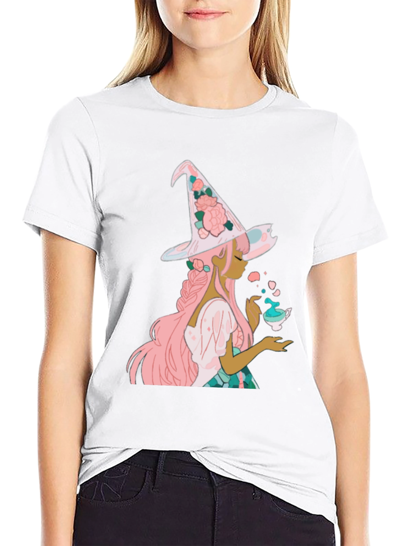 Witch With Tea Cup Graphic Tee