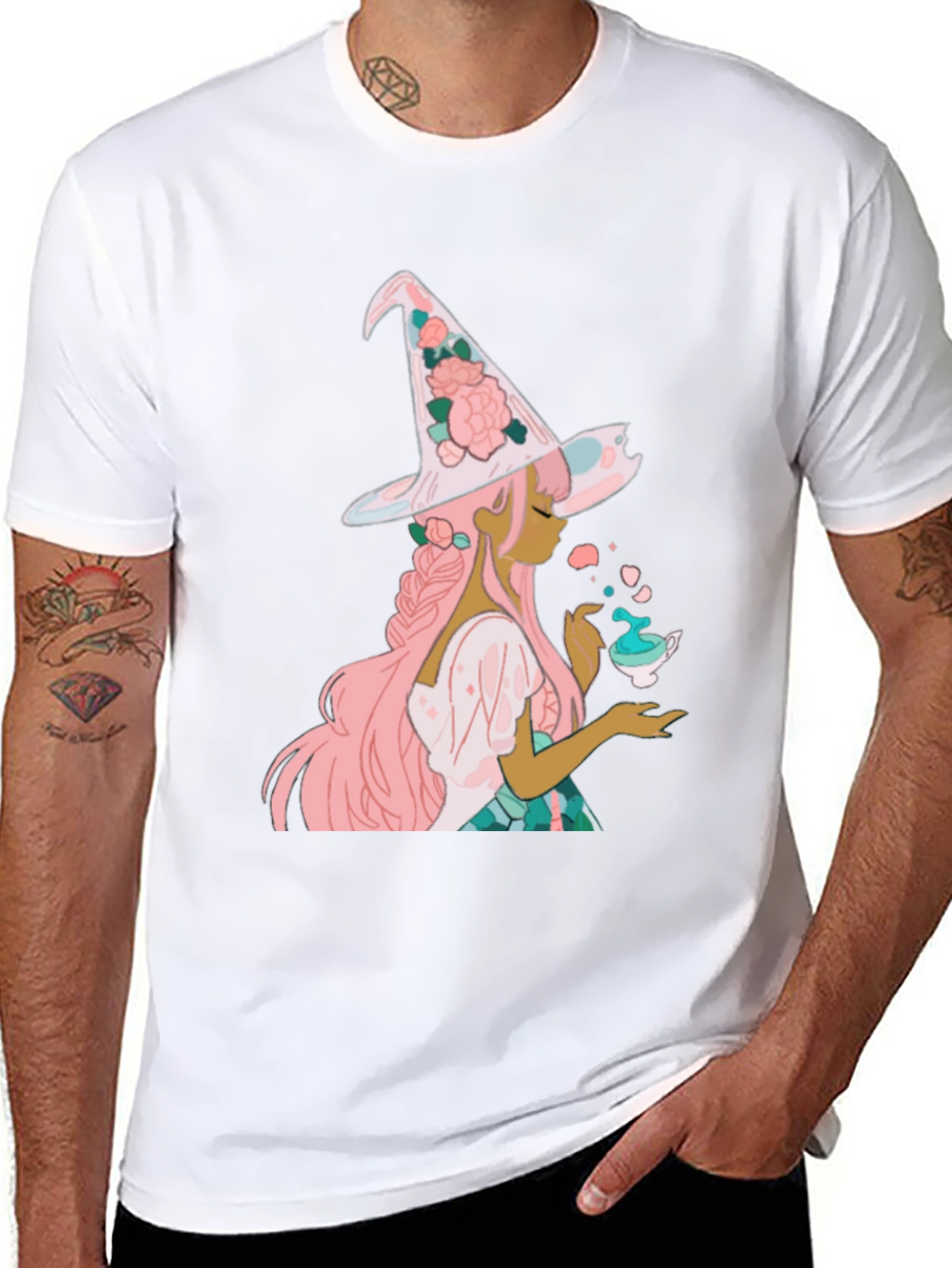 Witch With Tea Cup Graphic Tee