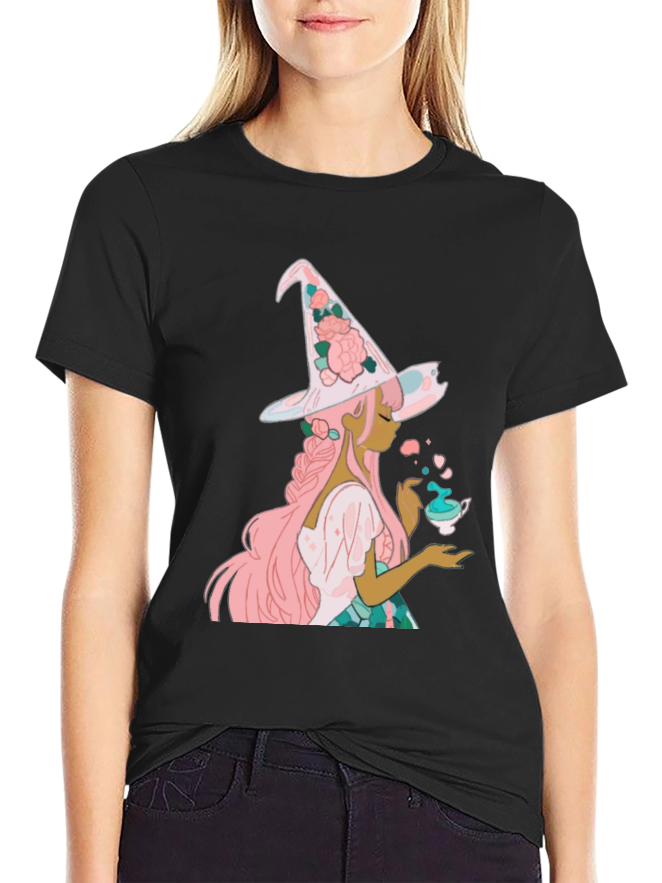 Witch With Tea Cup Graphic Tee