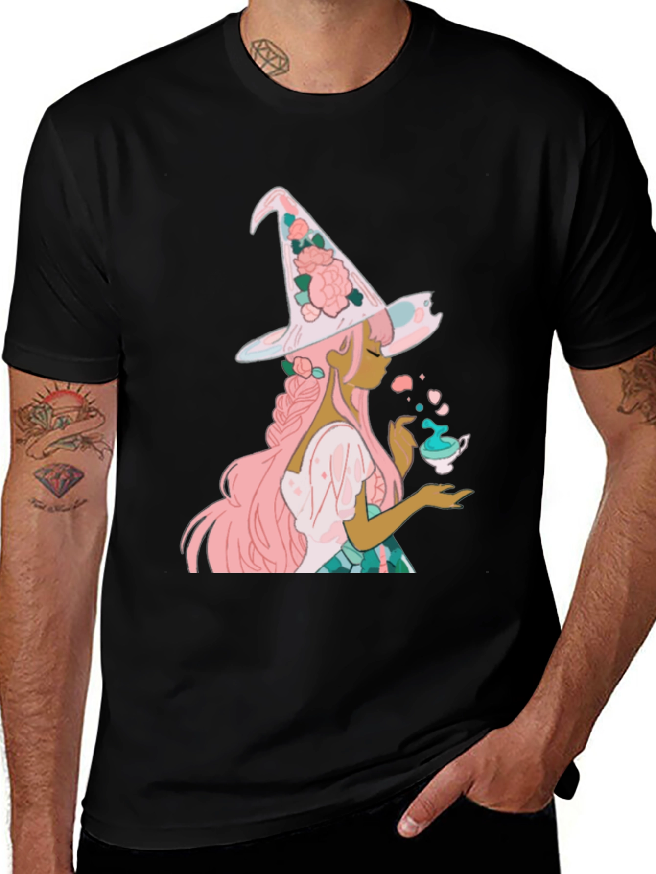 Witch With Tea Cup Graphic Tee