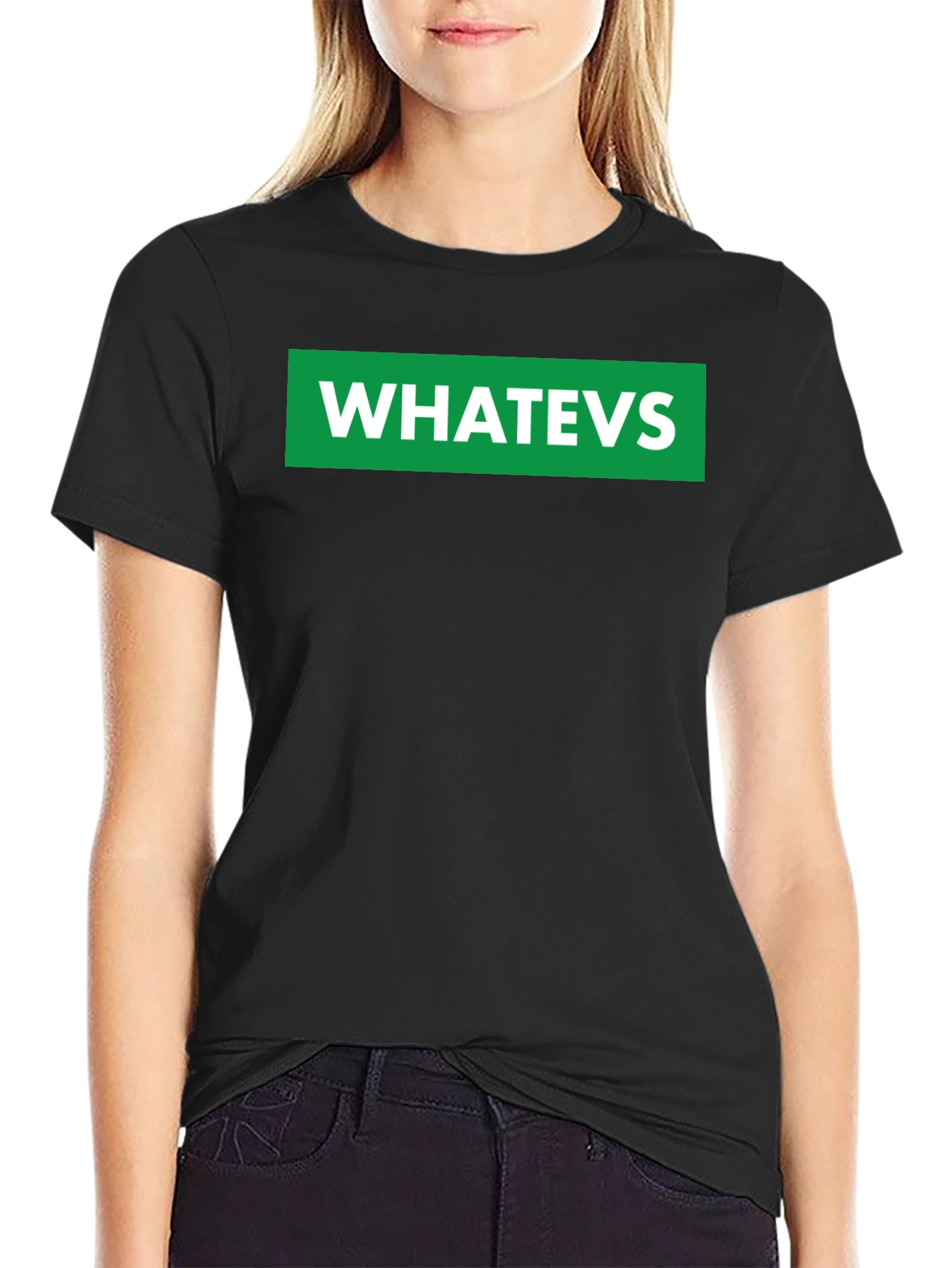 WHATEVS Graphic Tee - Black Crew Neck T-Shirt